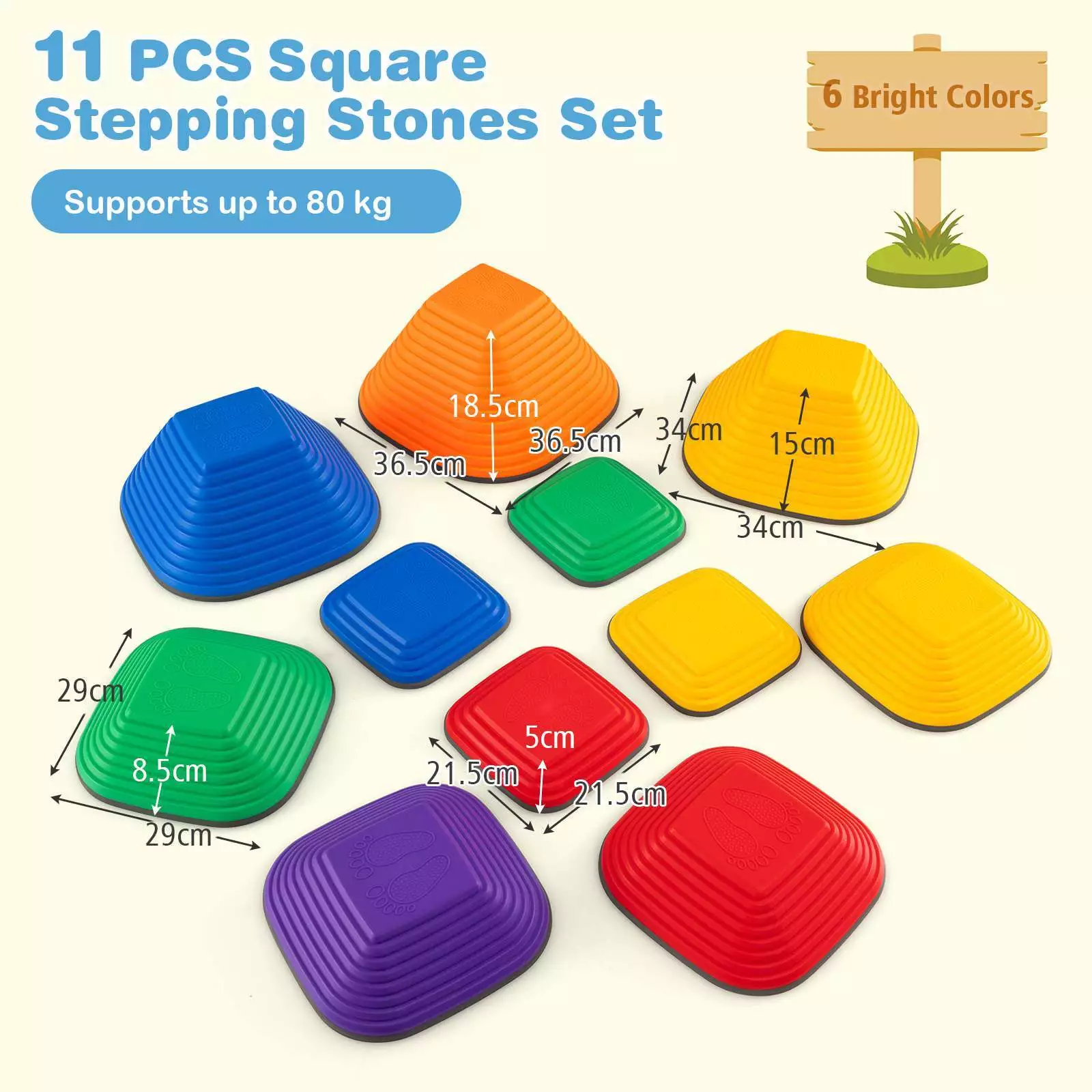 11PCS Kids Stepping Stone Indoor/Outdoor Toddler Balance Training Blocks Gift - Image 3