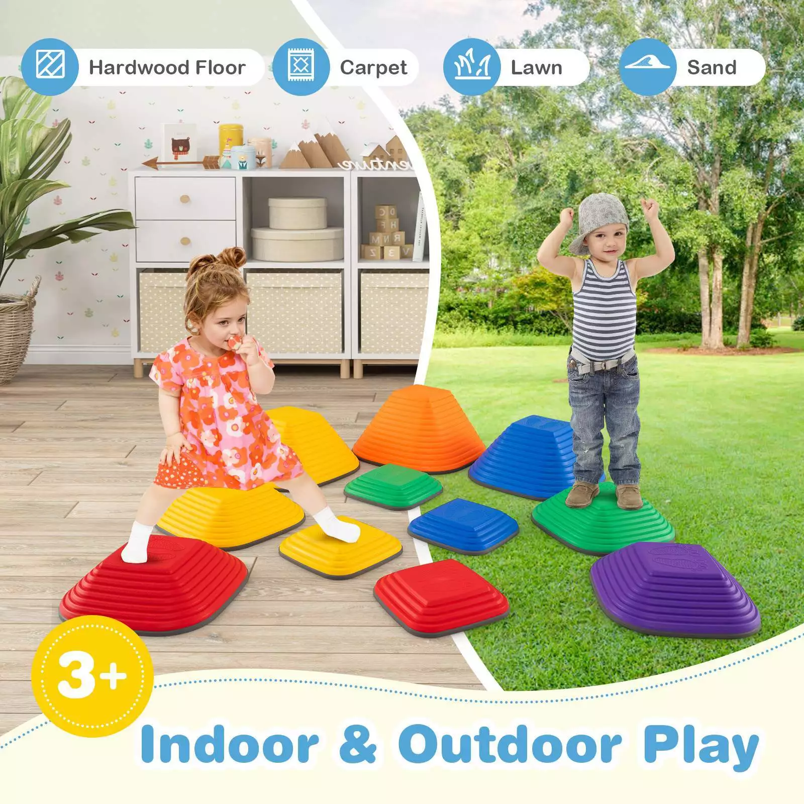 11PCS Kids Stepping Stone Indoor/Outdoor Toddler Balance Training Blocks Gift - Image 4