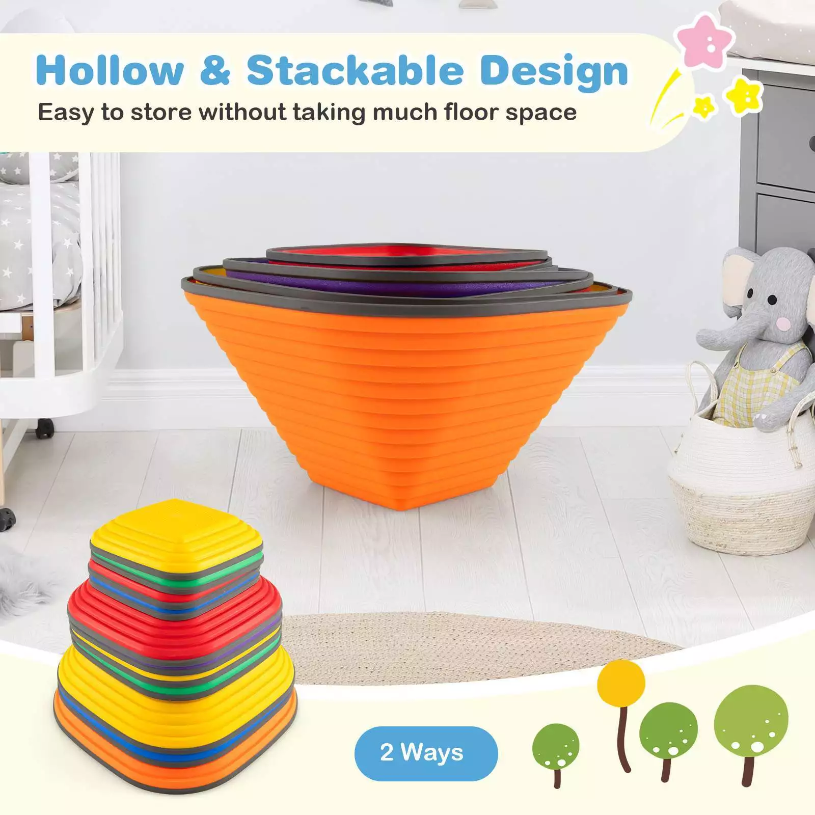 11PCS Kids Stepping Stone Indoor/Outdoor Toddler Balance Training Blocks Gift - Image 7