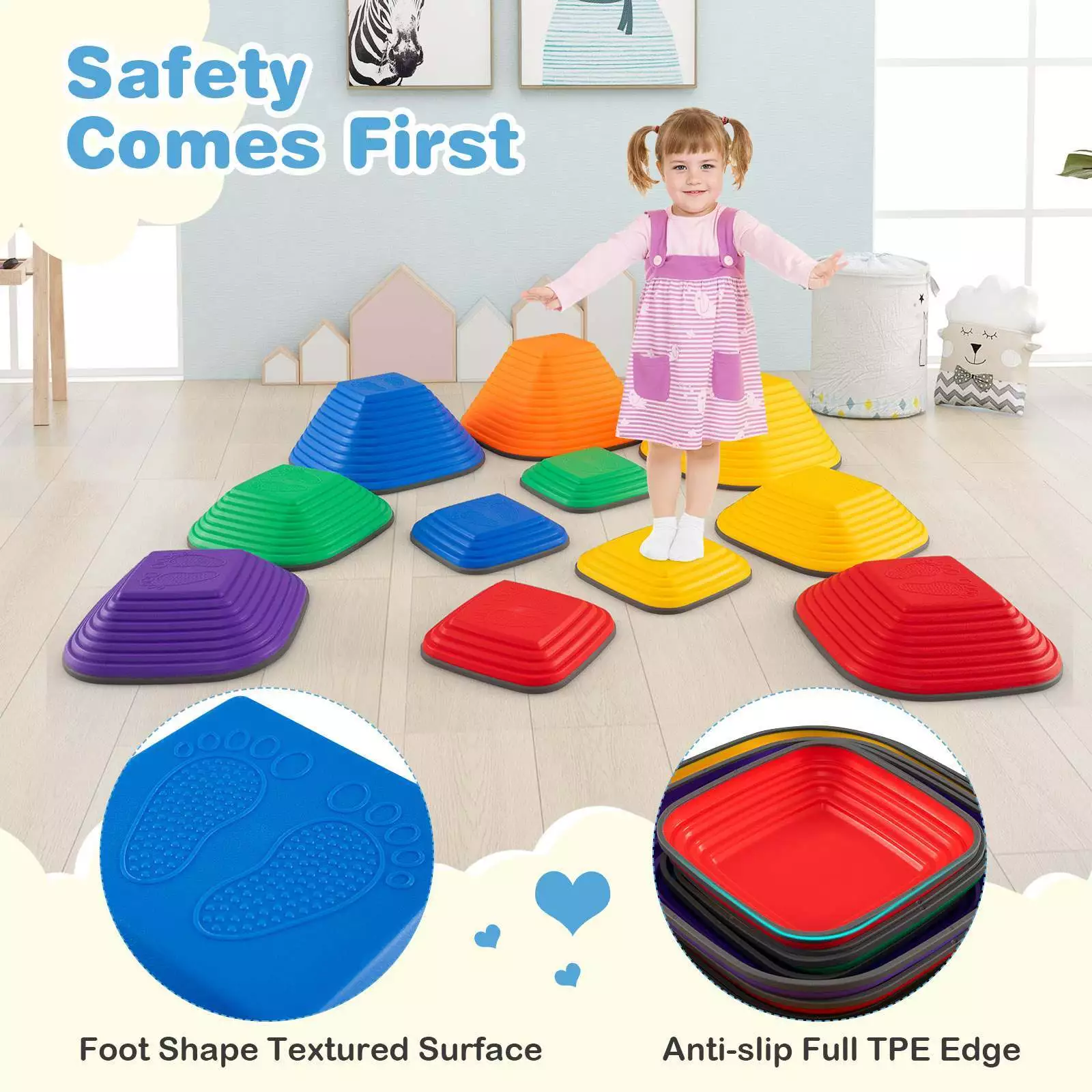 11PCS Kids Stepping Stone Indoor/Outdoor Toddler Balance Training Blocks Gift - Image 8