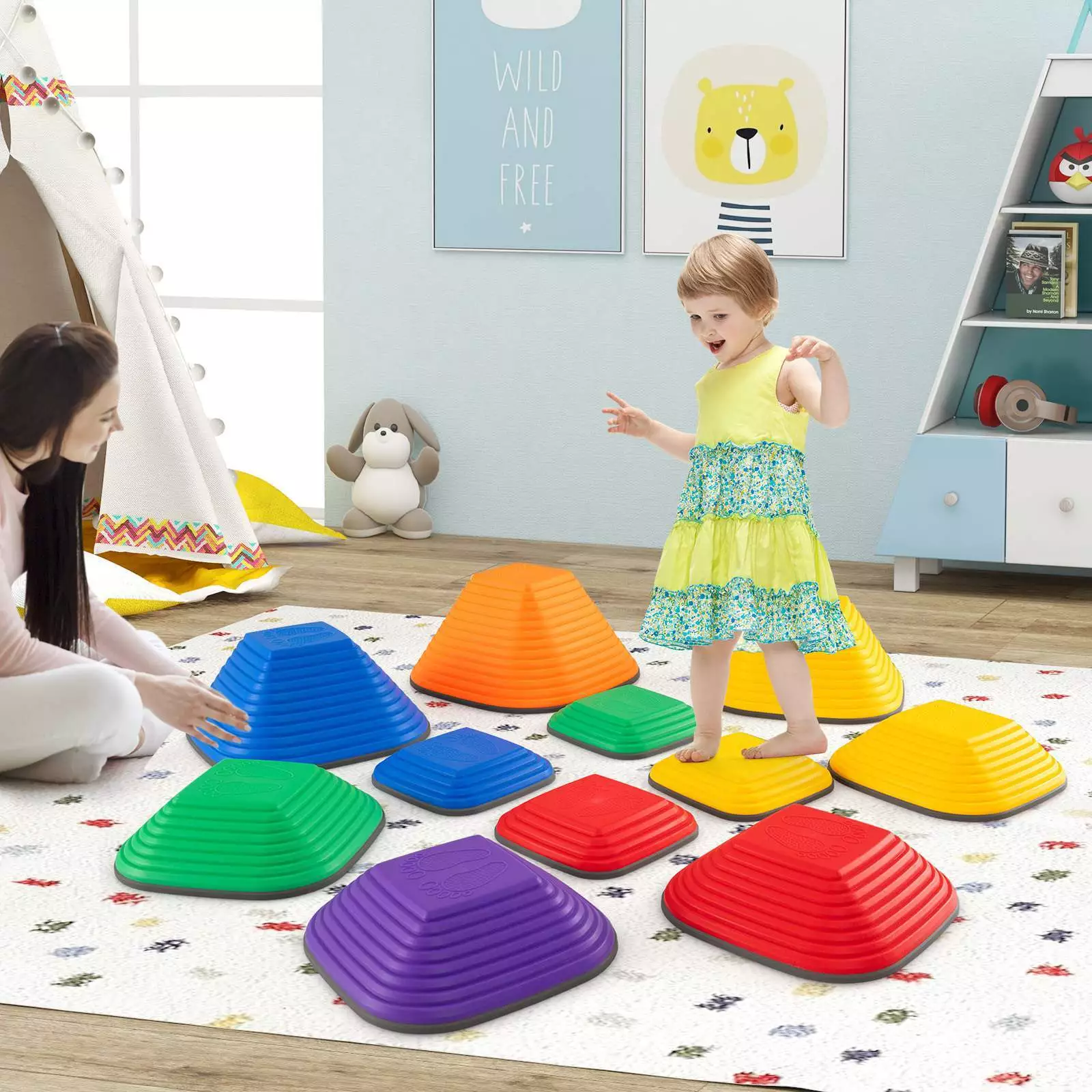 11PCS Kids Stepping Stone Indoor/Outdoor Toddler Balance Training Blocks Gift - Image 9