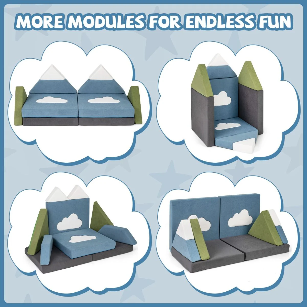 12 Pieces Snow Mountain Theme Toddler Foam Building Fort - Image 5