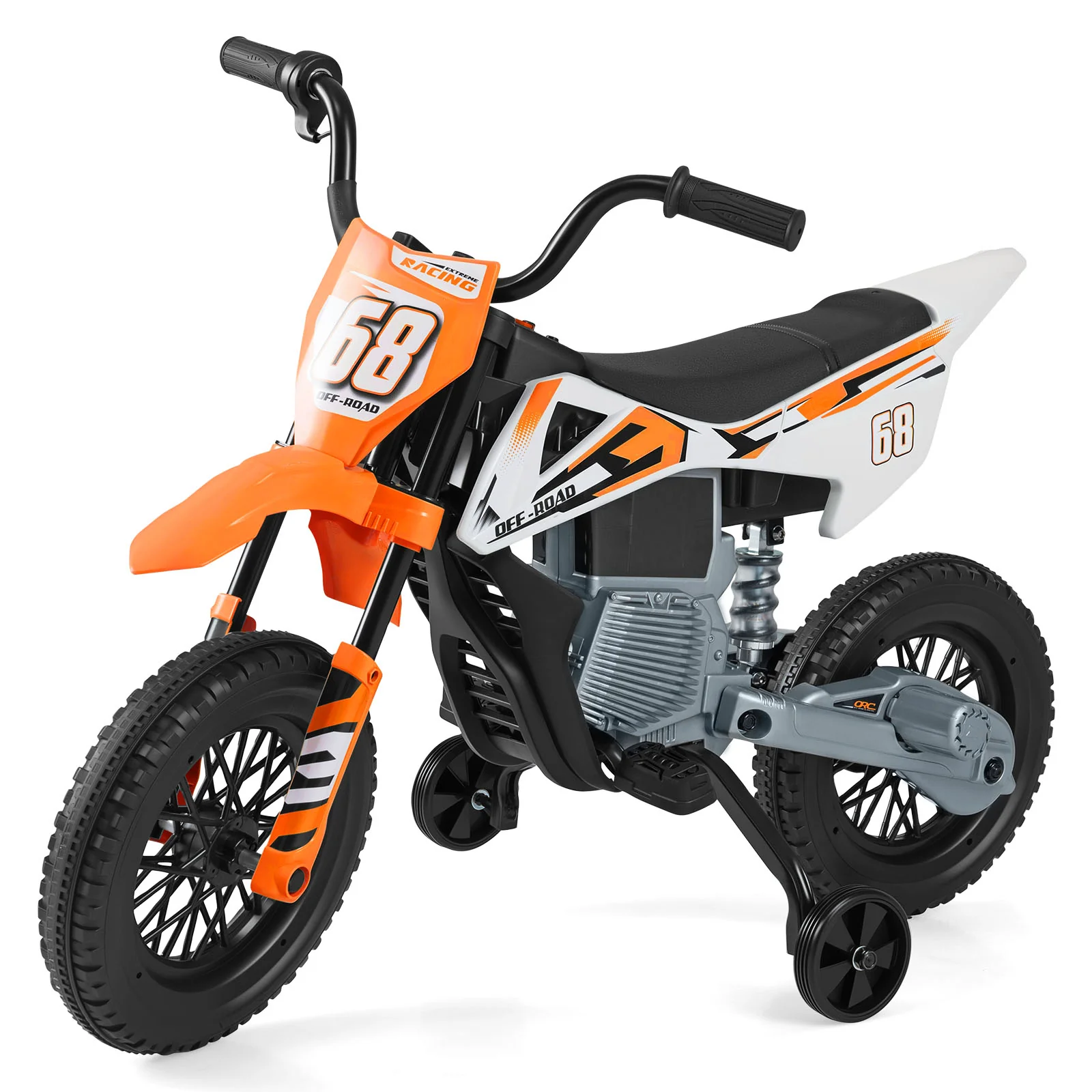12V Kids Motorcycle with Training Wheels and Spring Suspension - Image 12