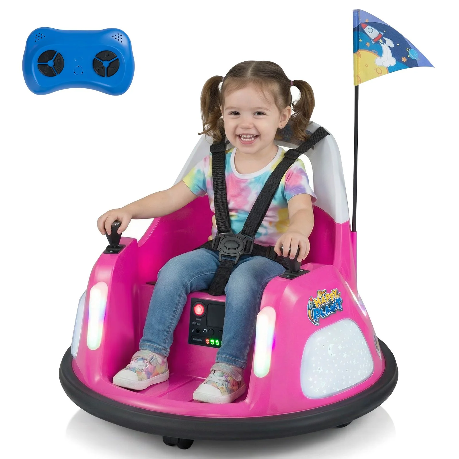 12V Kids Ride On Bumper Car with Flashing Lights and Remote Control - Image 10