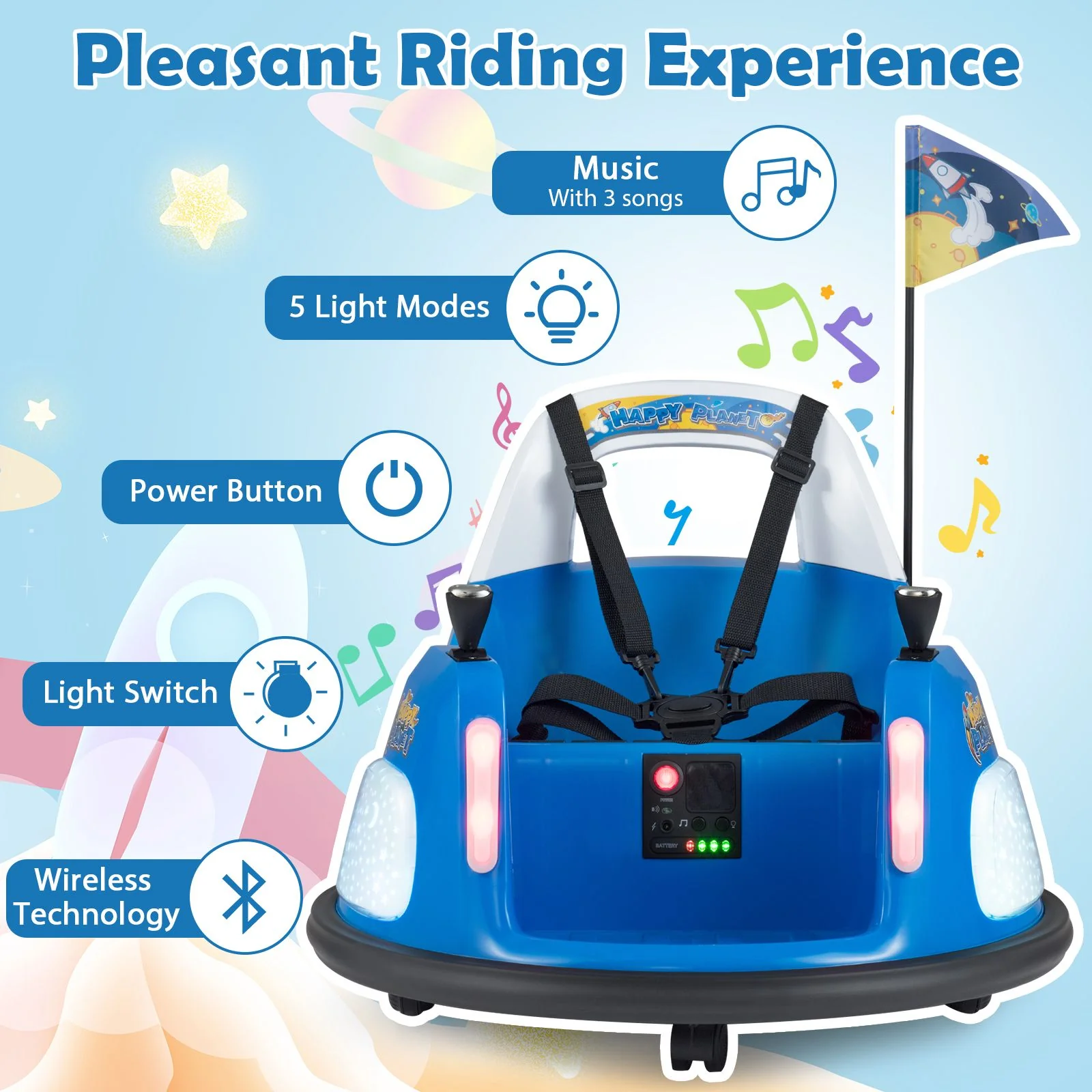 12V Kids Ride On Bumper Car with Flashing Lights and Remote Control - Image 8