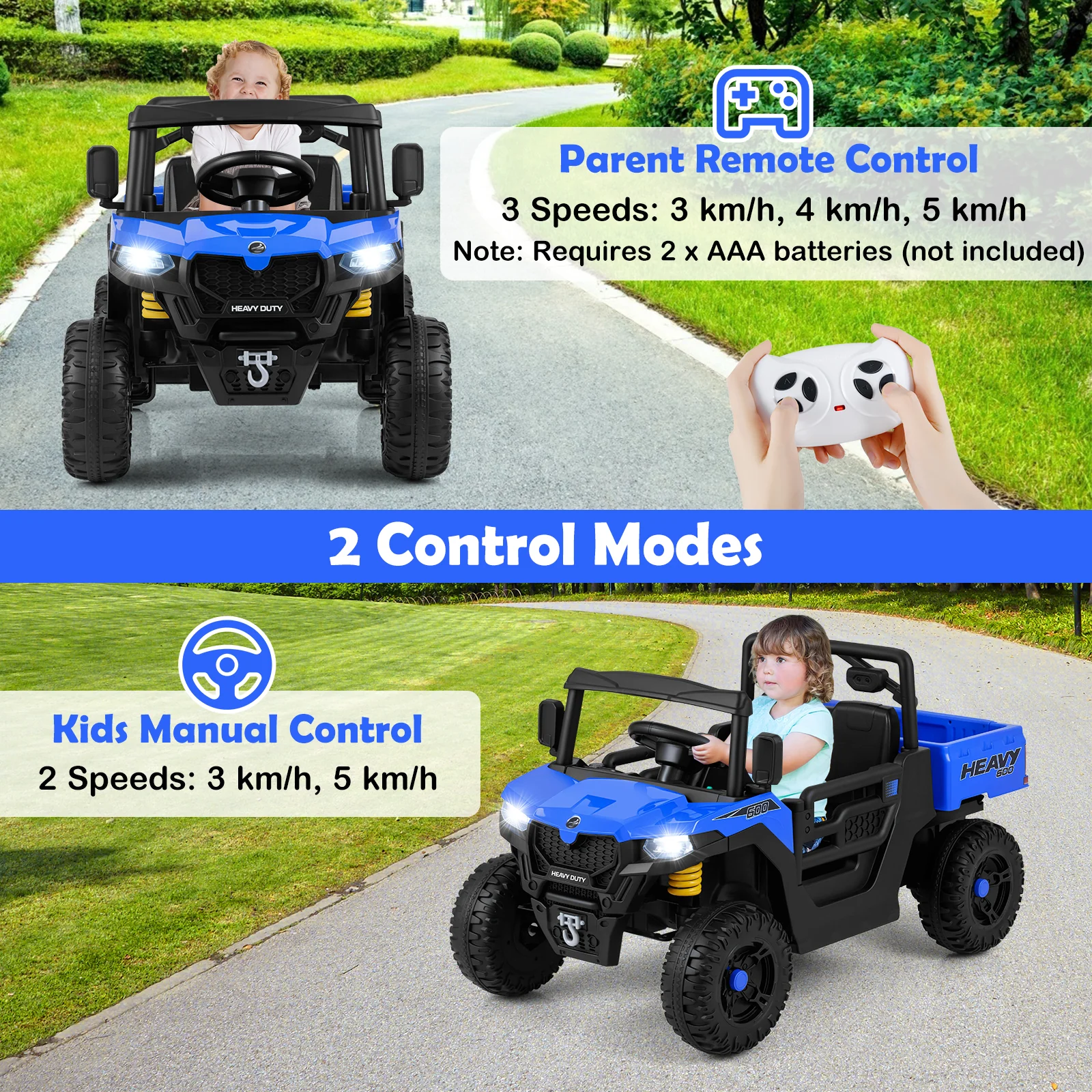 12V Ride on Dump Truck, Ride on Car with Electric Dump Bed - Image 4