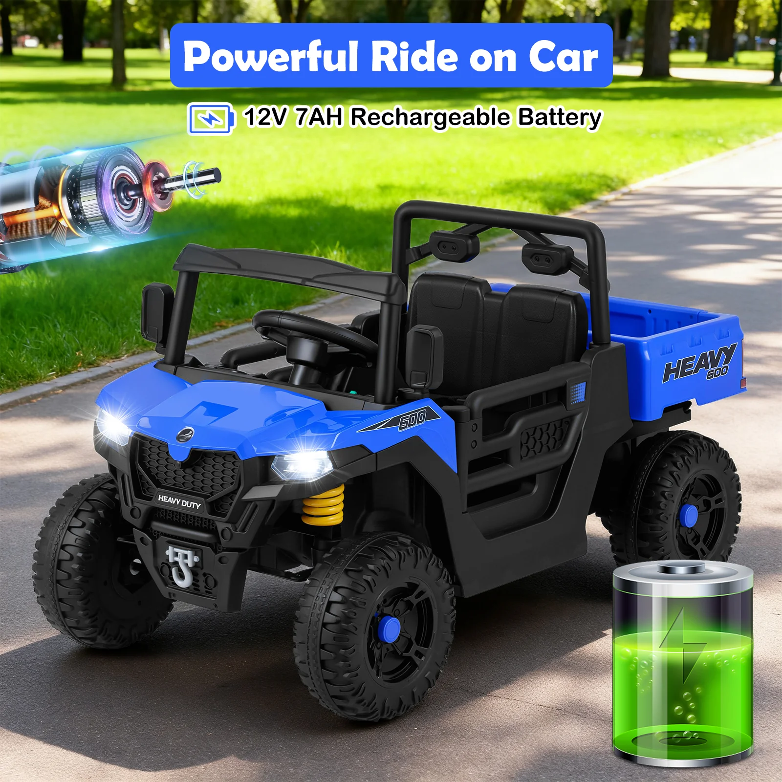 12V Ride on Dump Truck, Ride on Car with Electric Dump Bed - Image 6