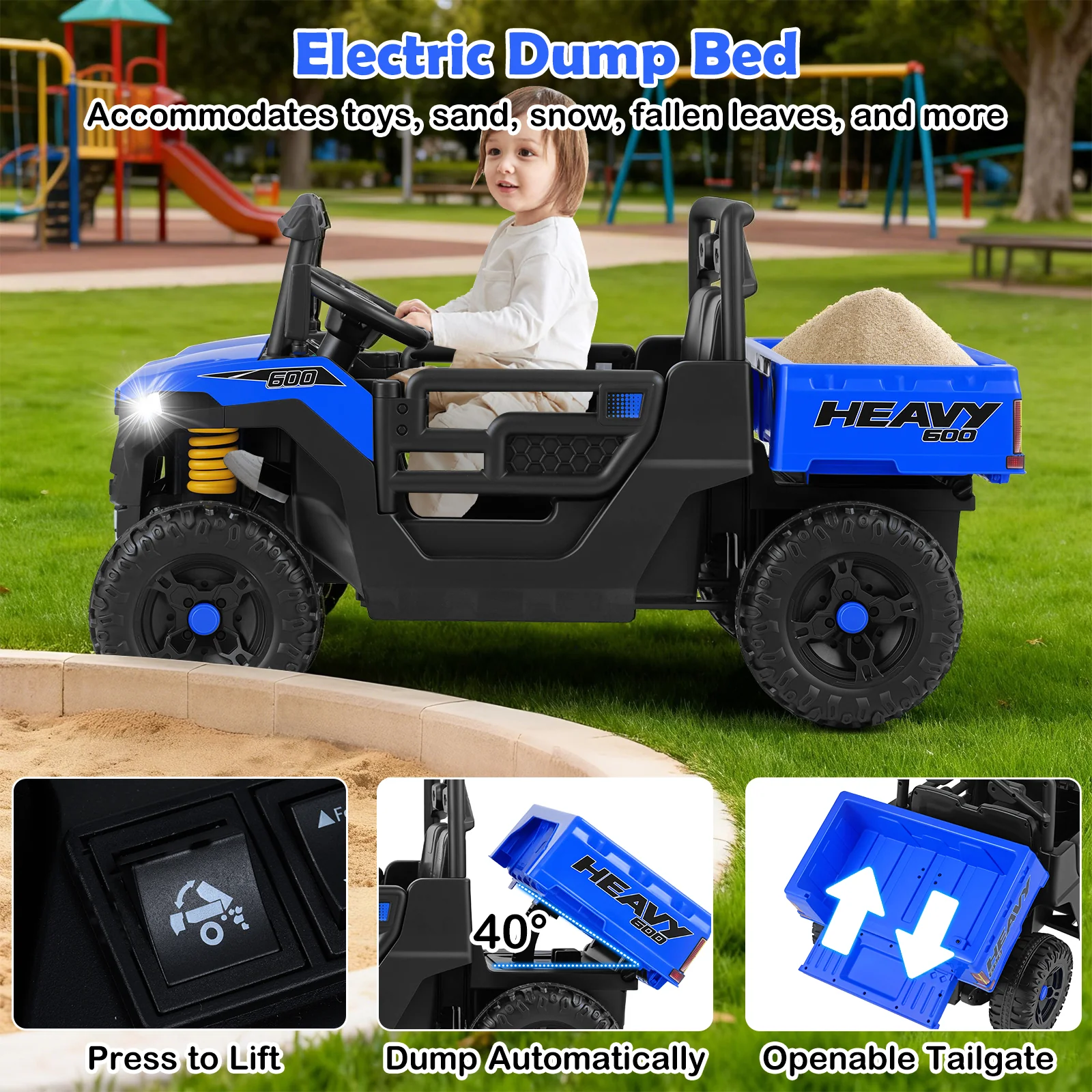 12V Ride on Dump Truck, Ride on Car with Electric Dump Bed - Image 8