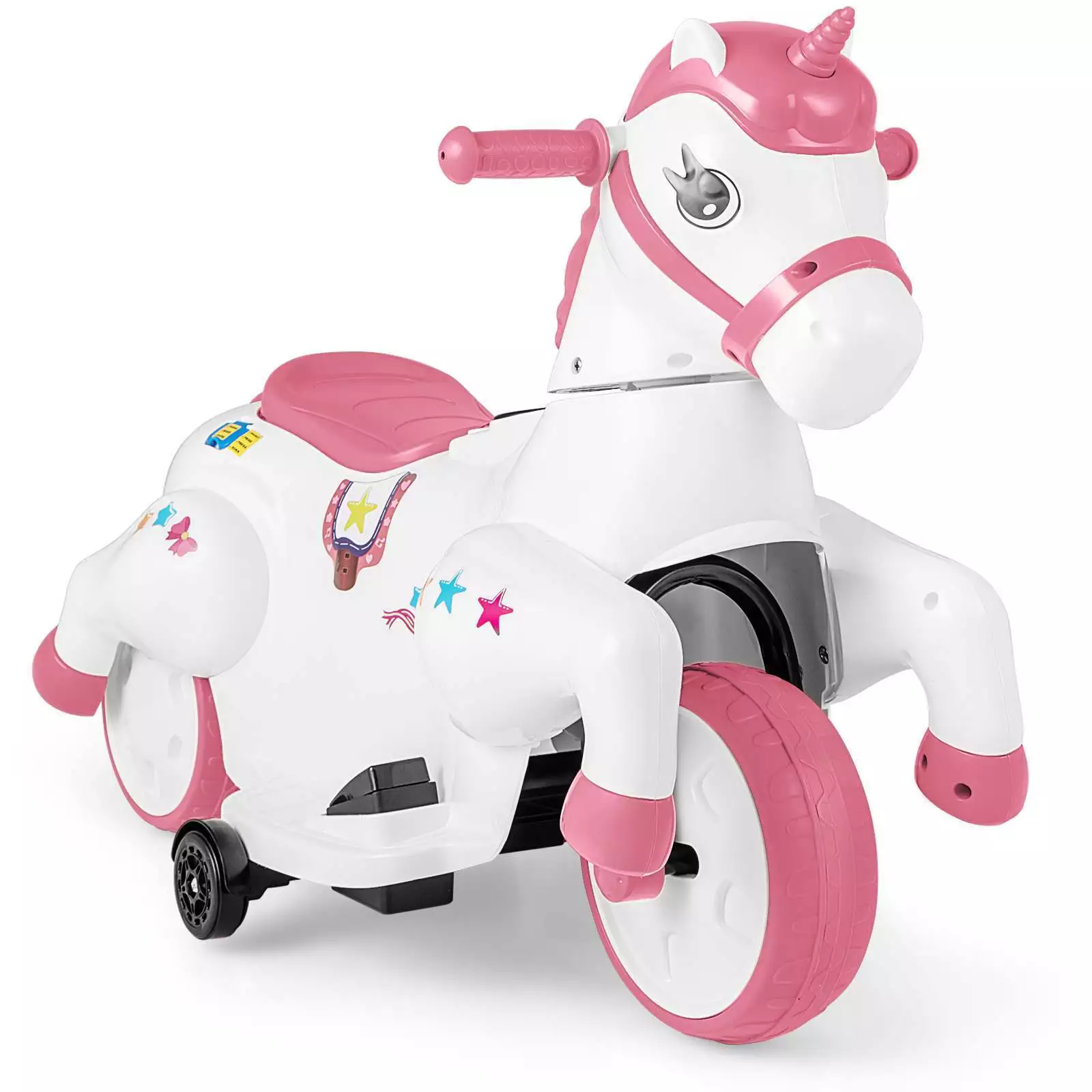 12V Unicorn Ride on Motorcycle Toy Kids Ride on Car Pony with Training Wheels - Image 10