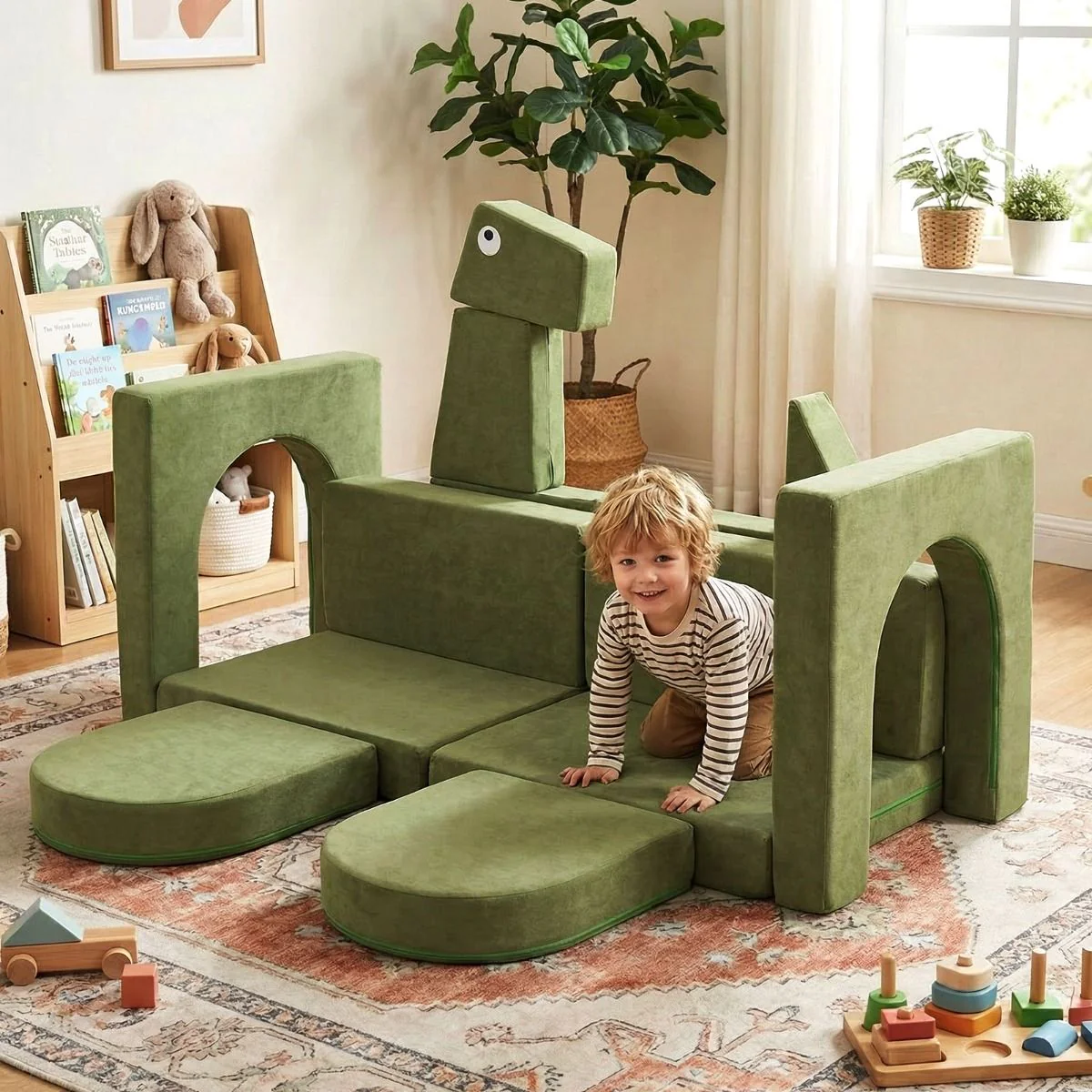 13 Pieces Dinosaur Theme Toddler Foam Building Fort - Image 2