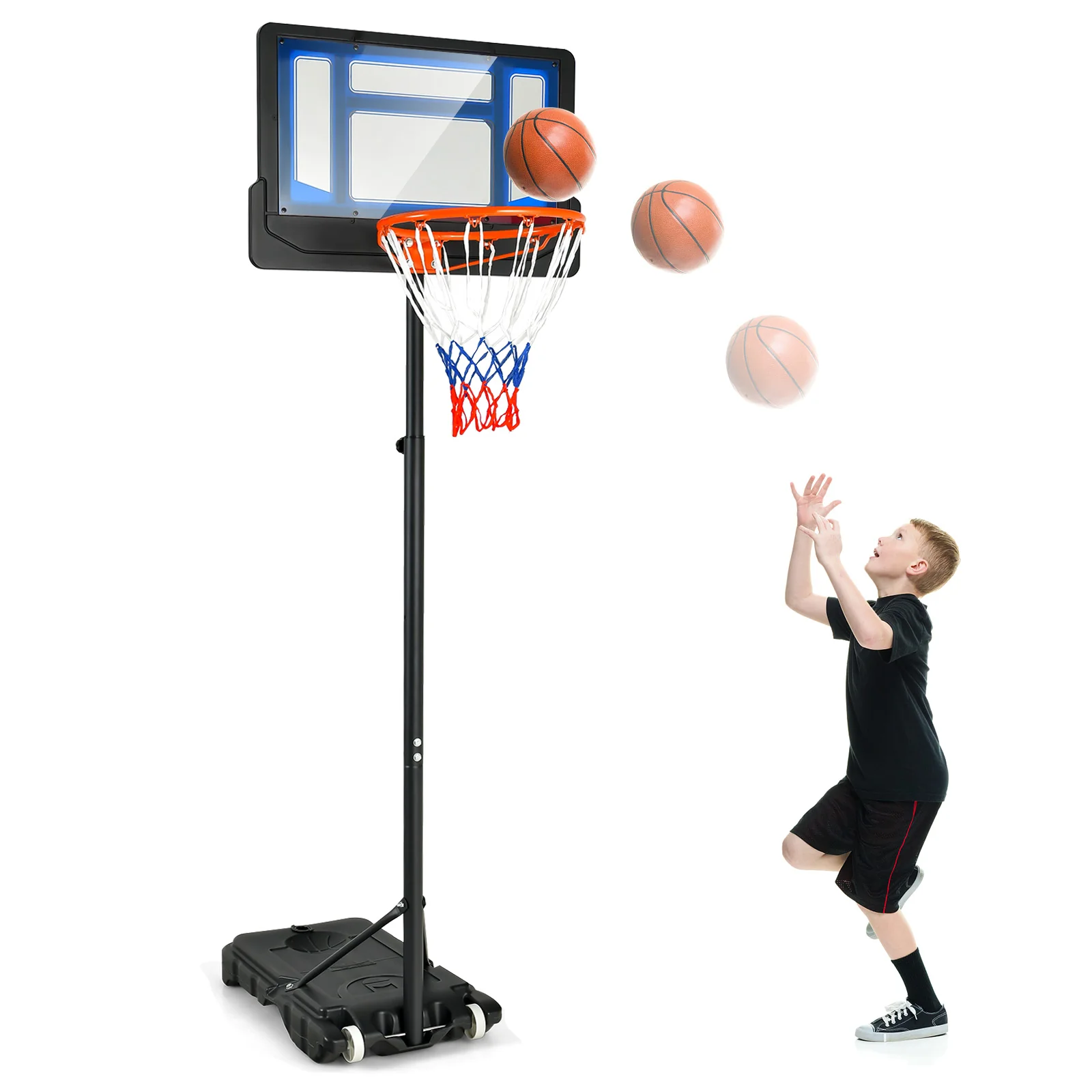 132-251cm Weather-resistance Kids Basketball Hoop with Ball Storage - Image 11