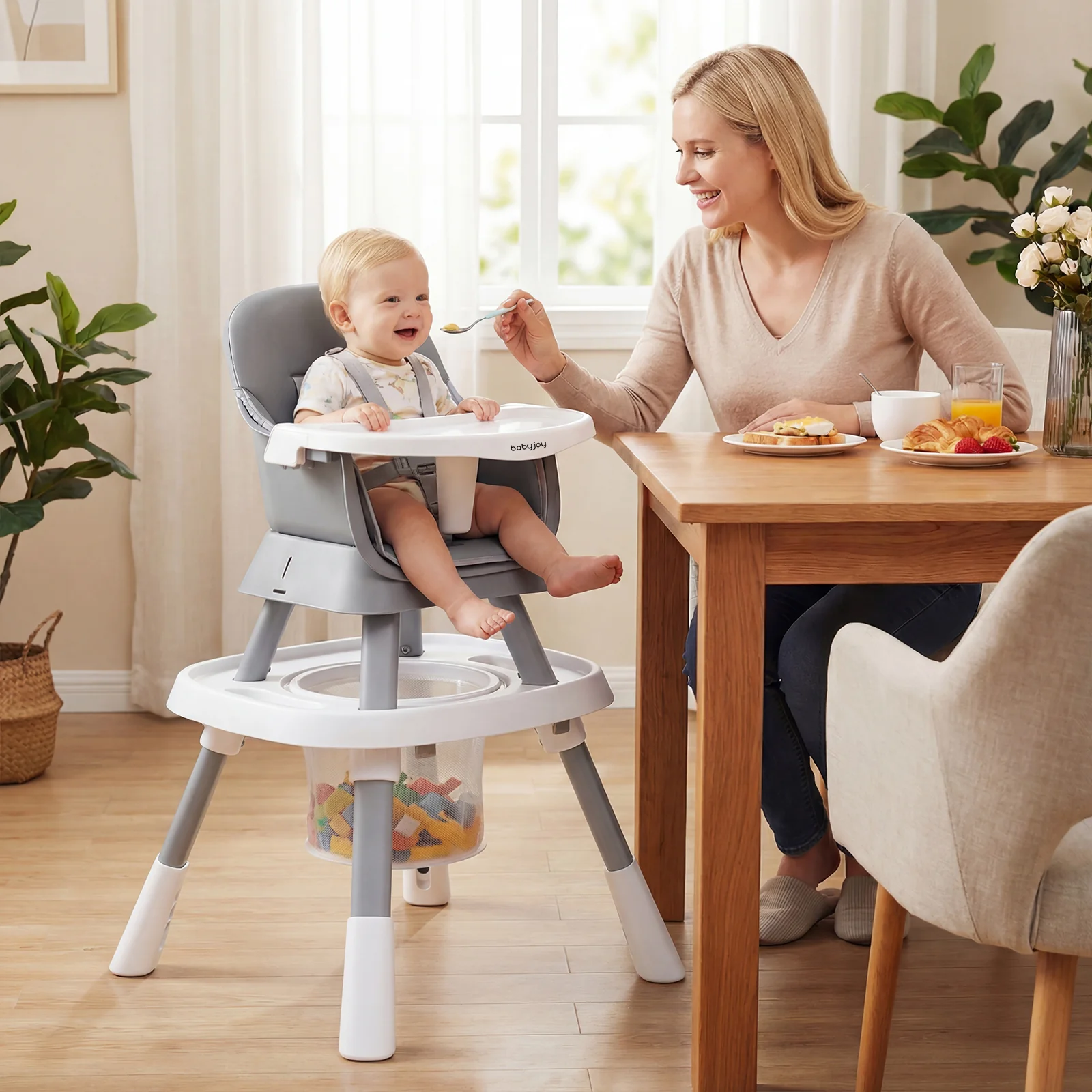 15-in-1 Convertible Baby High Chair, Multifunctional Kids Table & Chair Set - Image 2