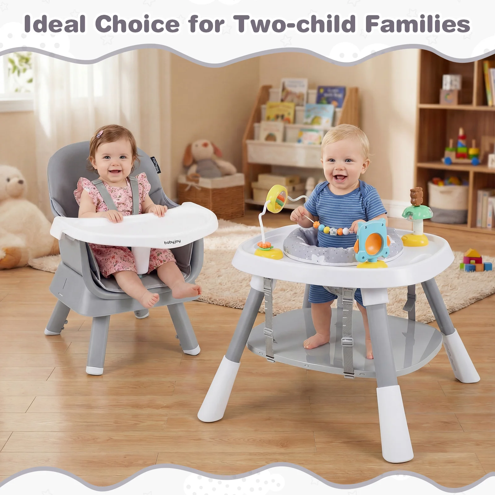 15-in-1 Convertible Baby High Chair, Multifunctional Kids Table & Chair Set - Image 4