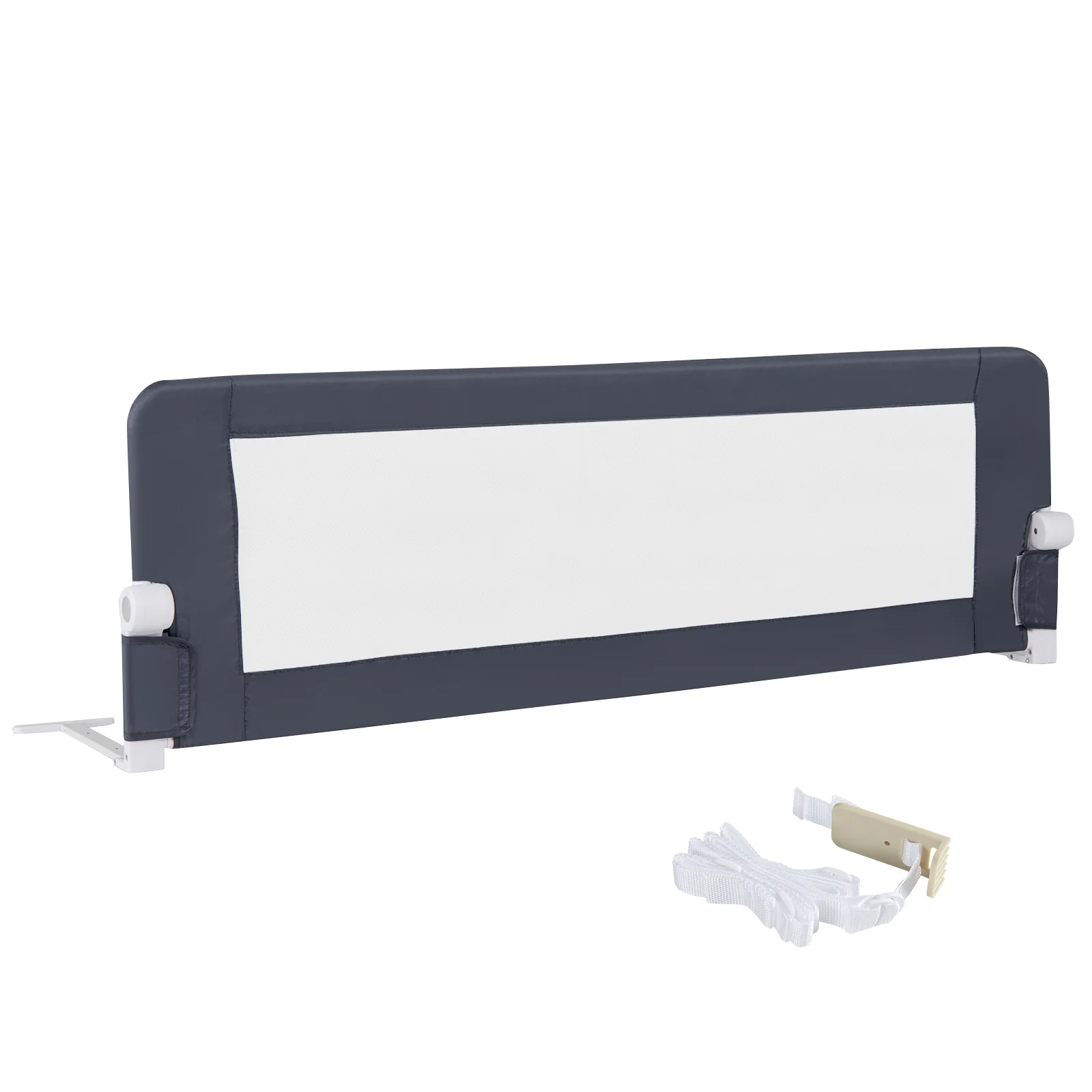 152/120 cm Long Foldable Bed Rail, 50 cm Extra Tall, White/Grey - Image 2
