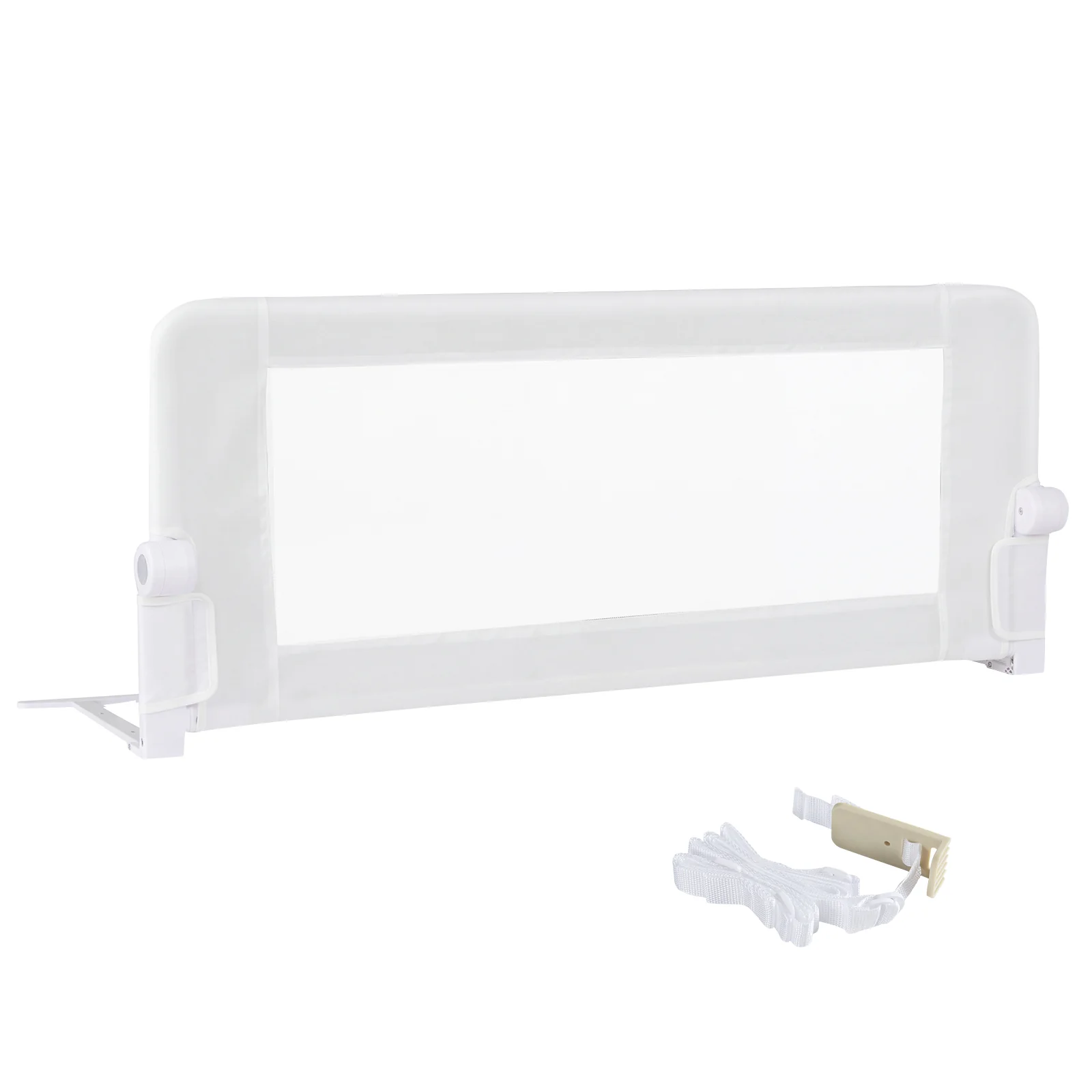 152/120 cm Long Foldable Bed Rail, 50 cm Extra Tall, White/Grey - Image 3