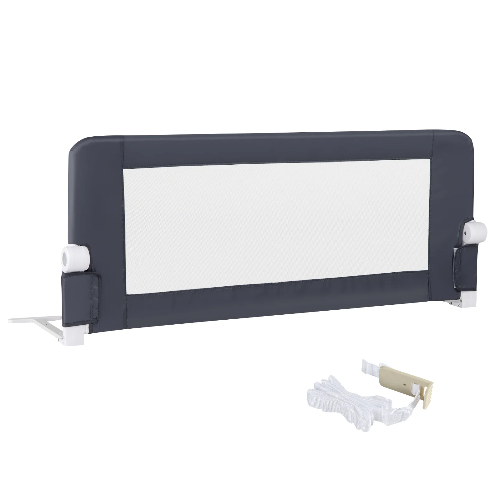 152/120 cm Long Foldable Bed Rail, 50 cm Extra Tall, White/Grey - Image 4