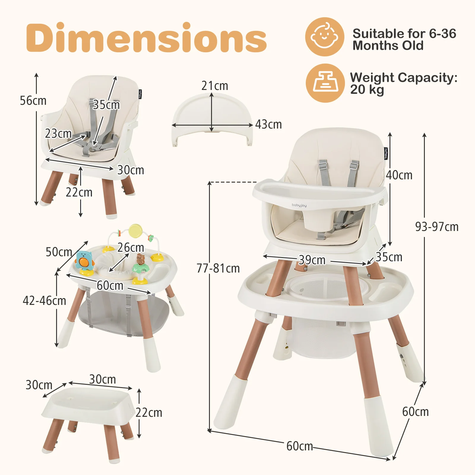16-in-1 Baby High Chair, Convertible Highchair for Babies and Toddlers with Activity Center - Image 10