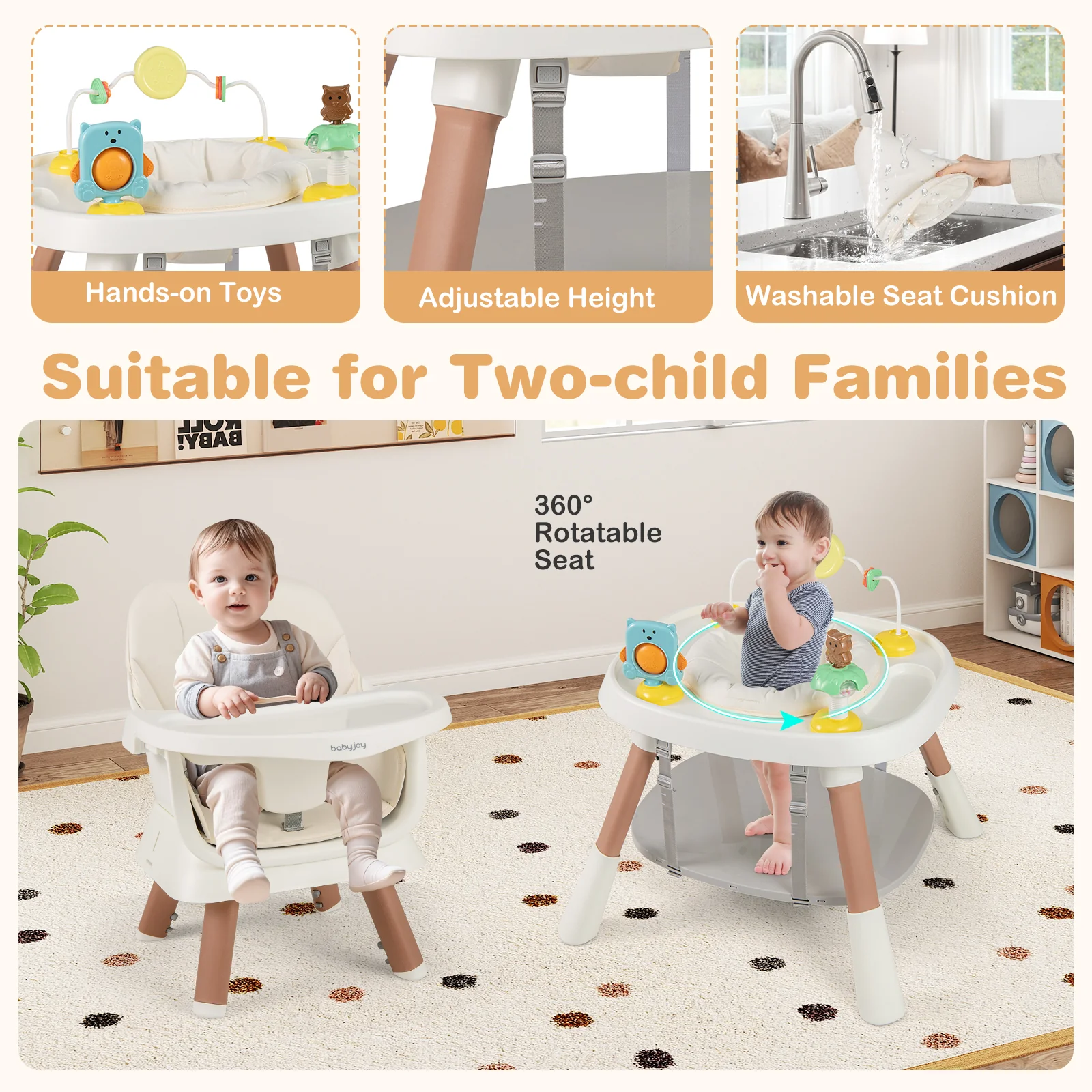 16-in-1 Baby High Chair, Convertible Highchair for Babies and Toddlers with Activity Center - Image 9