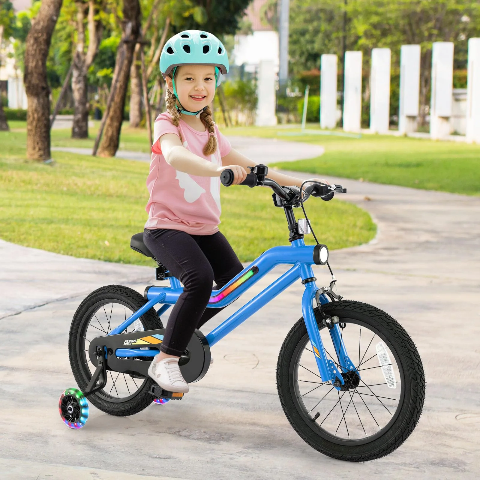 16” LED Lighted Kids Bike, Carbon Steel Children Bicycle, 95% Pre-Assembled - Image 2