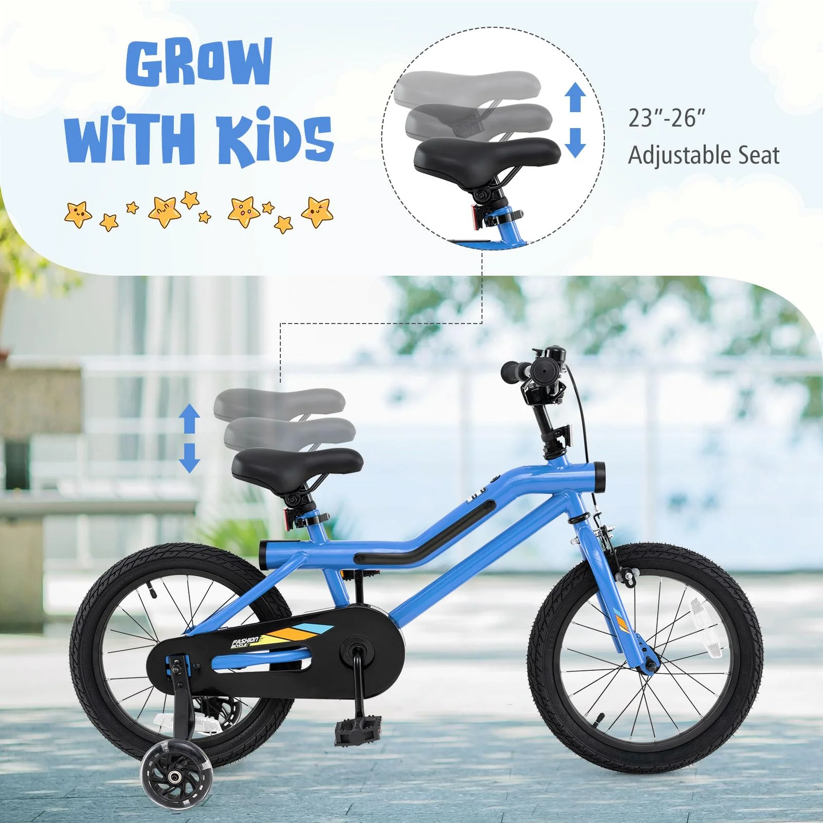 16” LED Lighted Kids Bike, Carbon Steel Children Bicycle, 95% Pre-Assembled - Image 5