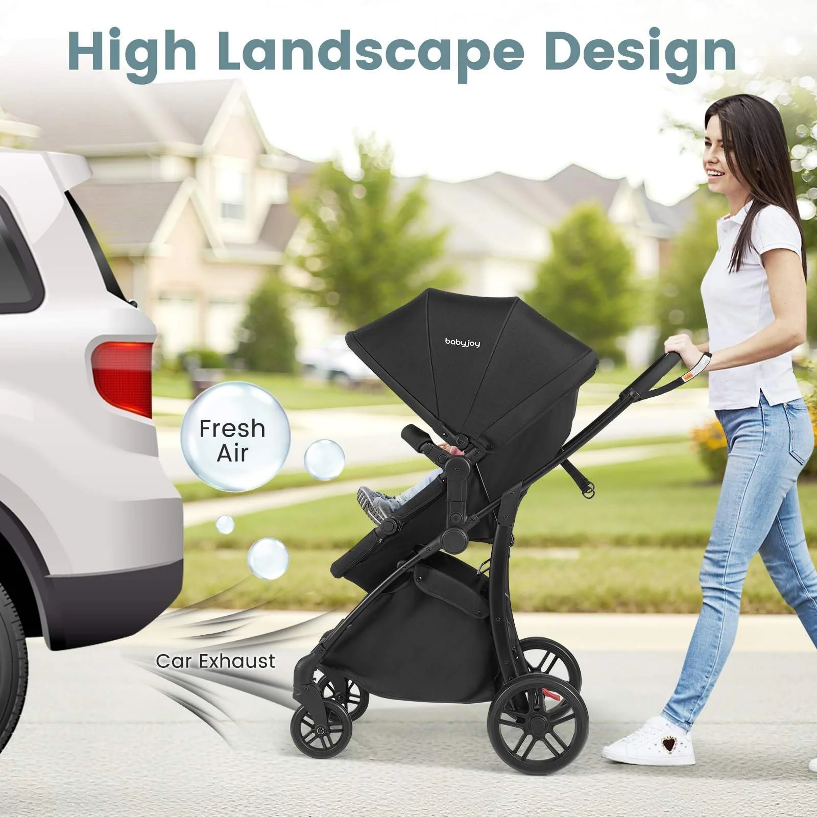 2-in-1 Foldable Baby Stroller with Reversible Seat and Adjustable Backrest - Image 7