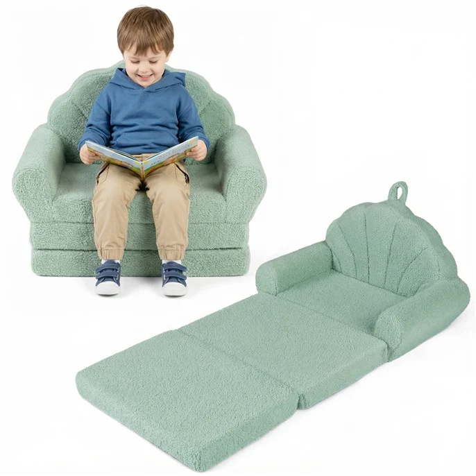 2-in-1 Kids Flip Out Sofa with Soft Fabric Cover for Playroom - Image 10