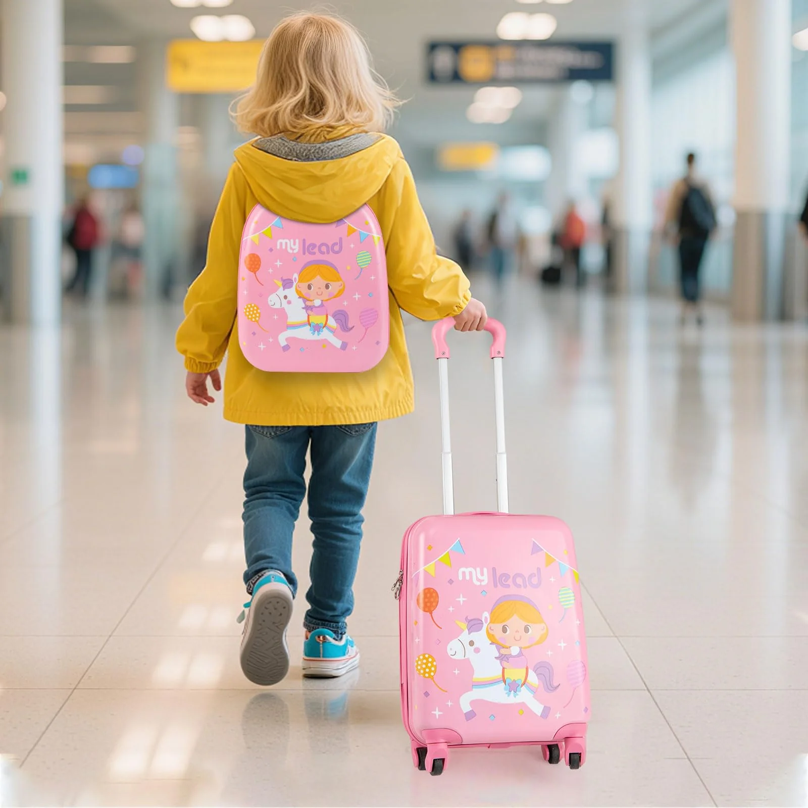 2 PCS Kids Luggage Set, 13" Travel Backpack and 16" Carry-on Suitcase with Spinner Wheels - Image 2