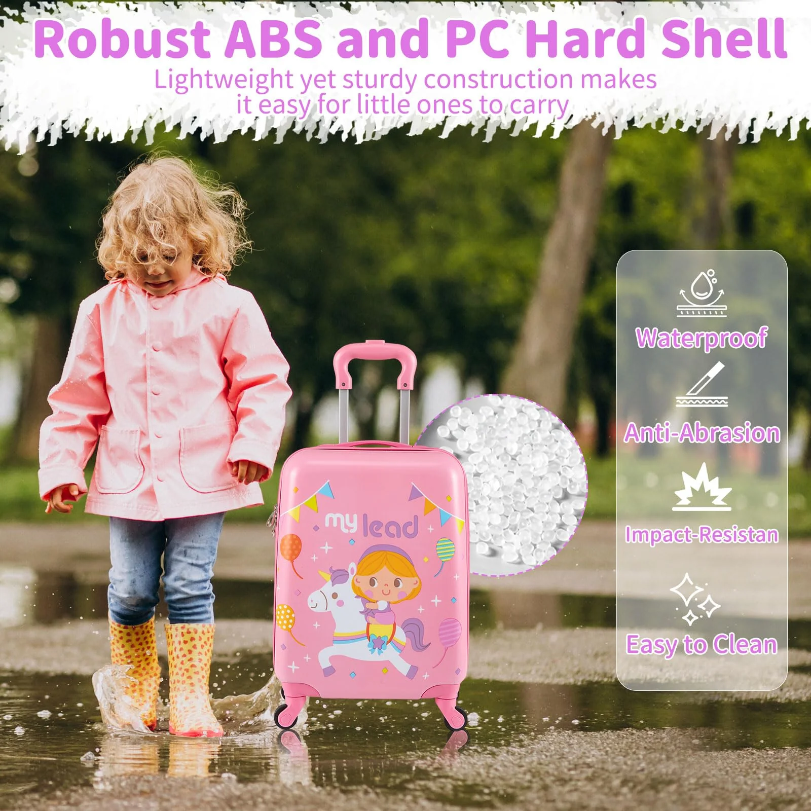 2 PCS Kids Luggage Set, 13" Travel Backpack and 16" Carry-on Suitcase with Spinner Wheels - Image 6