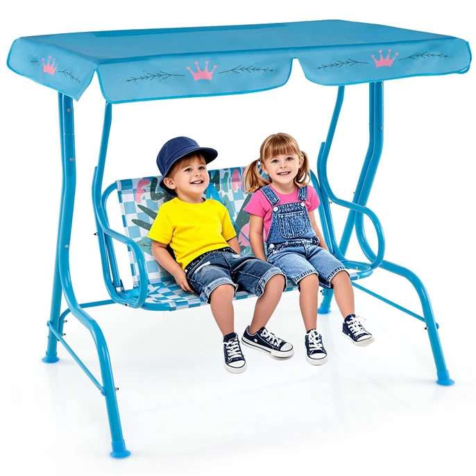 2-Seater Kids Porch Swing, Hanging Patio Swing Bench - Image 15