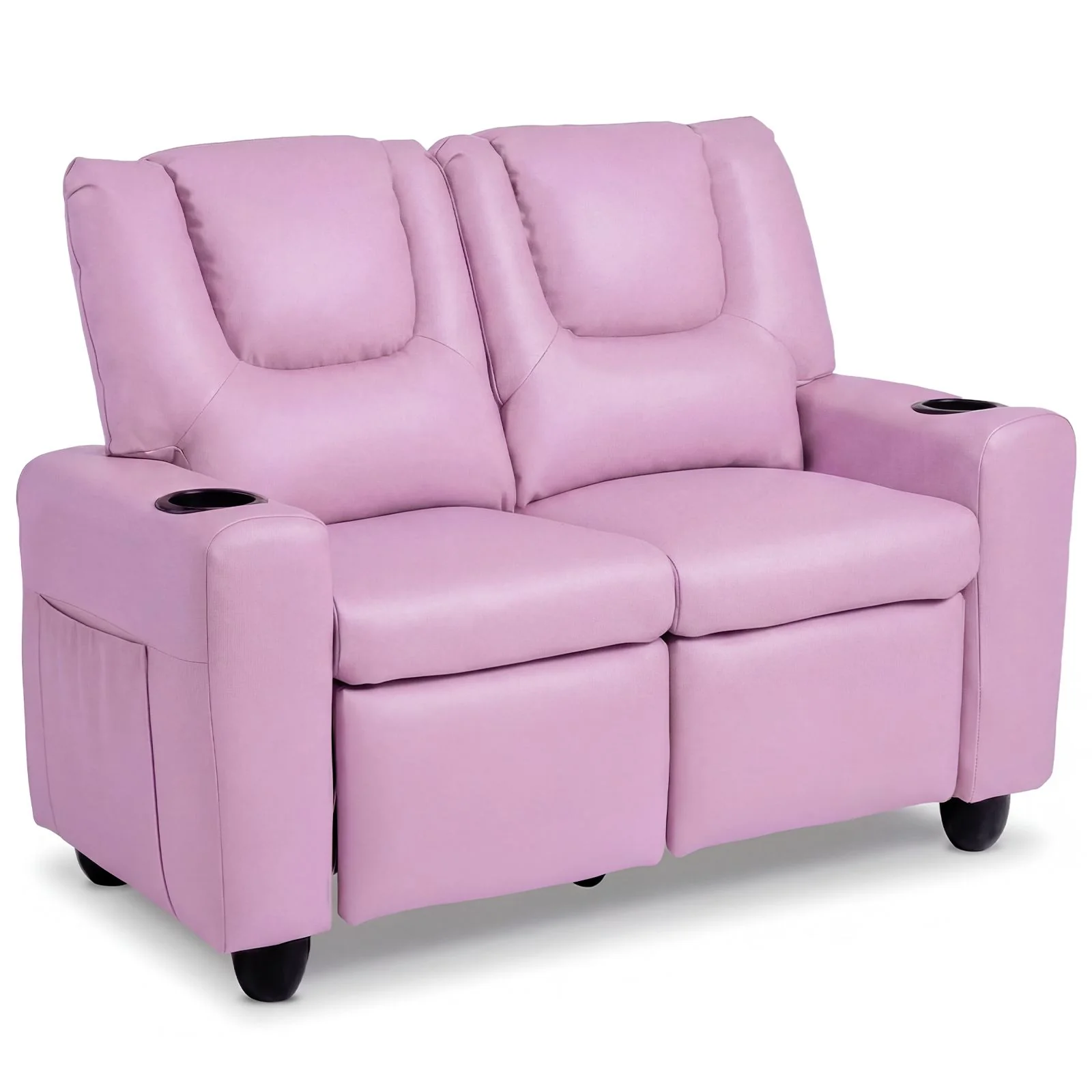 2-Seater Kids Recliner Chair with 2 Cup Holders and 2 Side Storage Pockets - Image 11