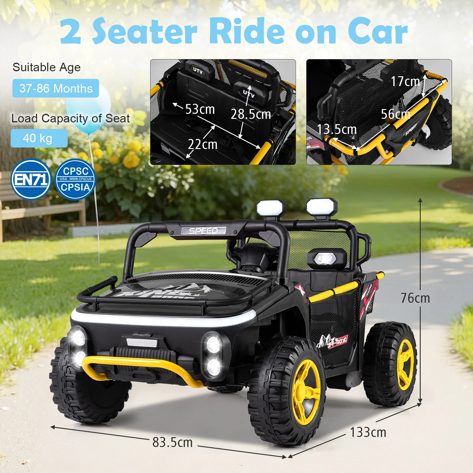 24V Ride on Toy for Kids with Horn and Music for Boys and Girls - Image 3