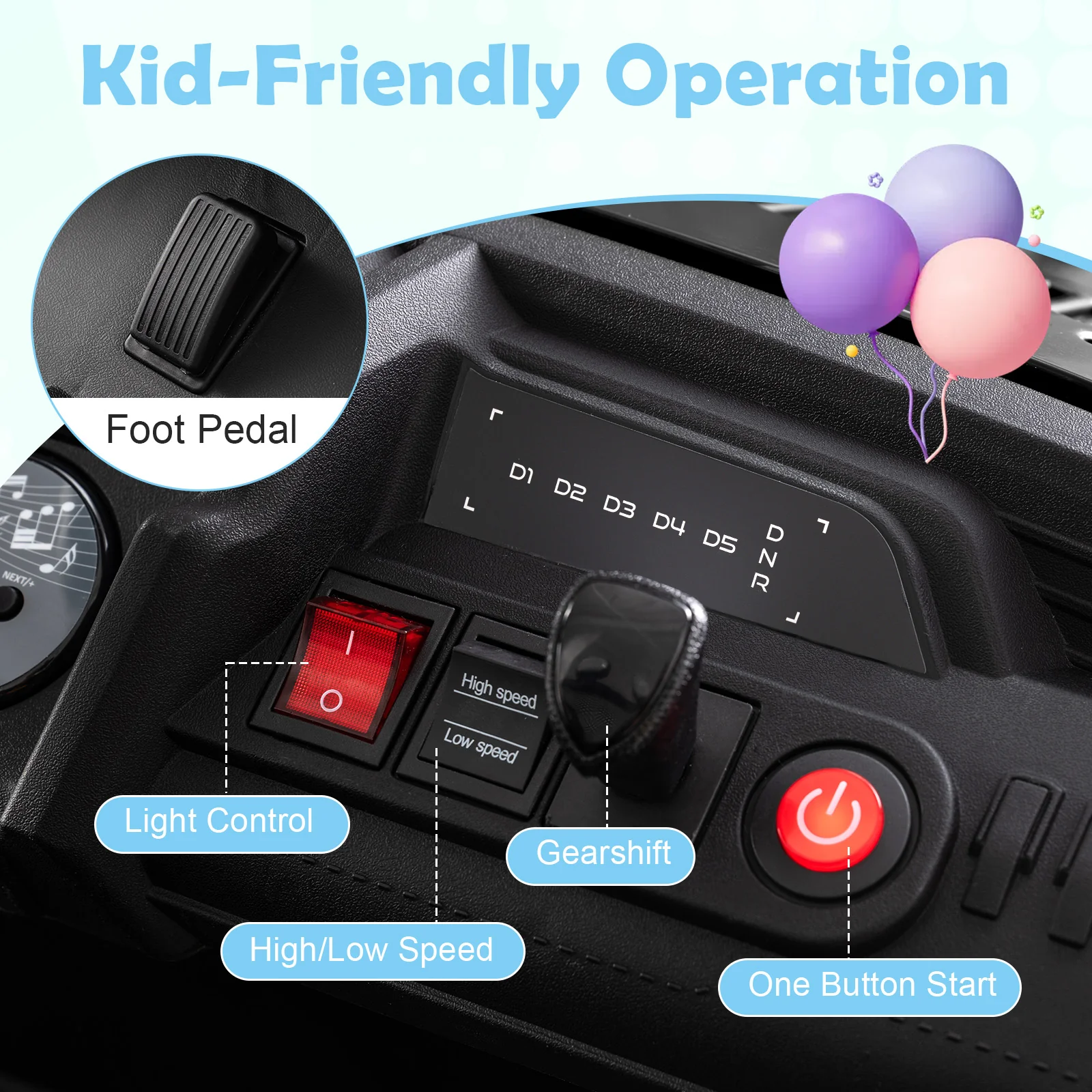 24V Ride on Toy for Kids with Horn and Music for Boys and Girls - Image 6