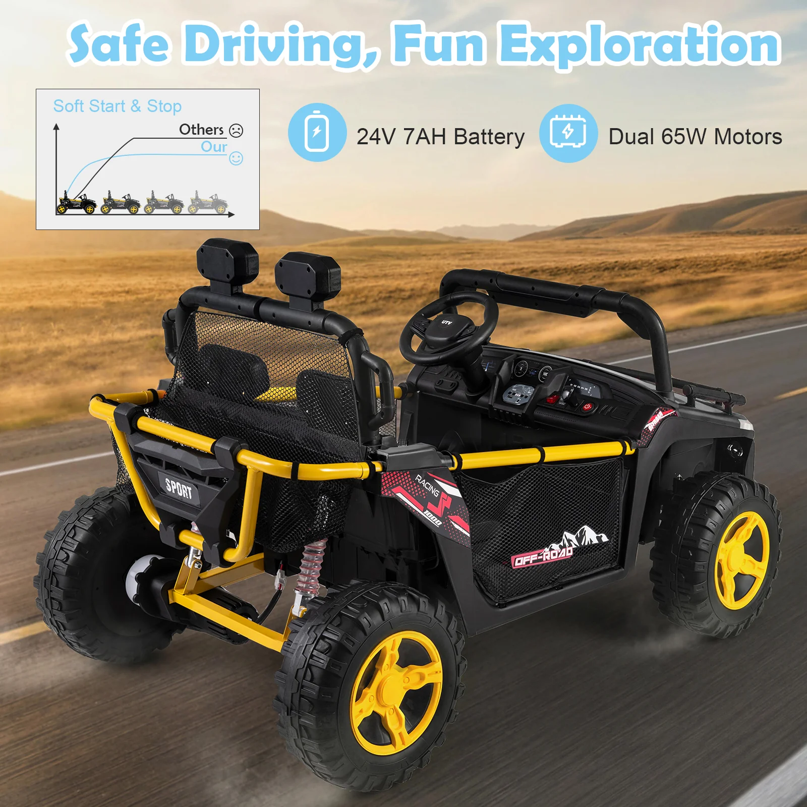 24V Ride on Toy for Kids with Horn and Music for Boys and Girls - Image 8