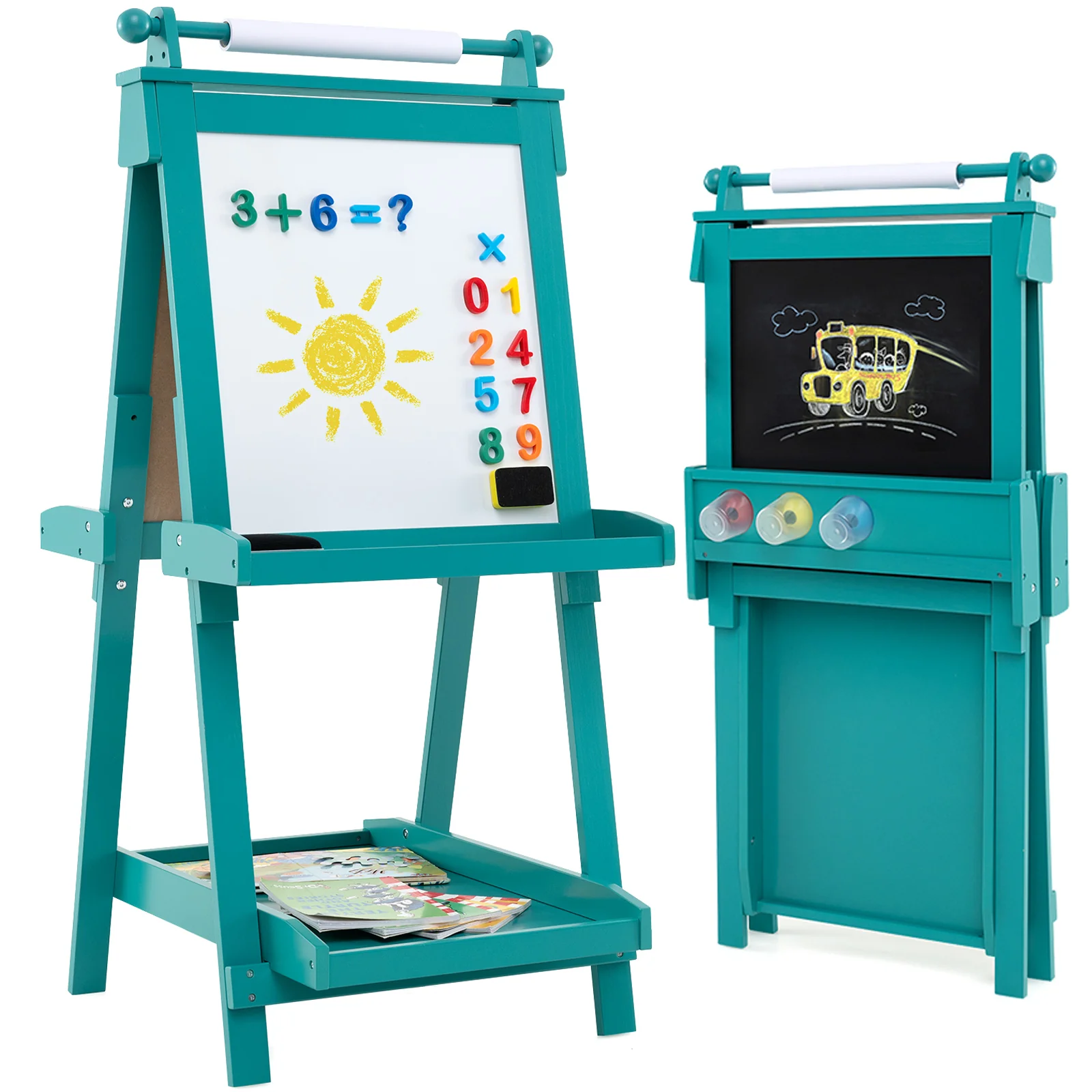 3-in-1 Double-sided Art Easel, Creative Art Center for 3+ Years Old Children - Image 12