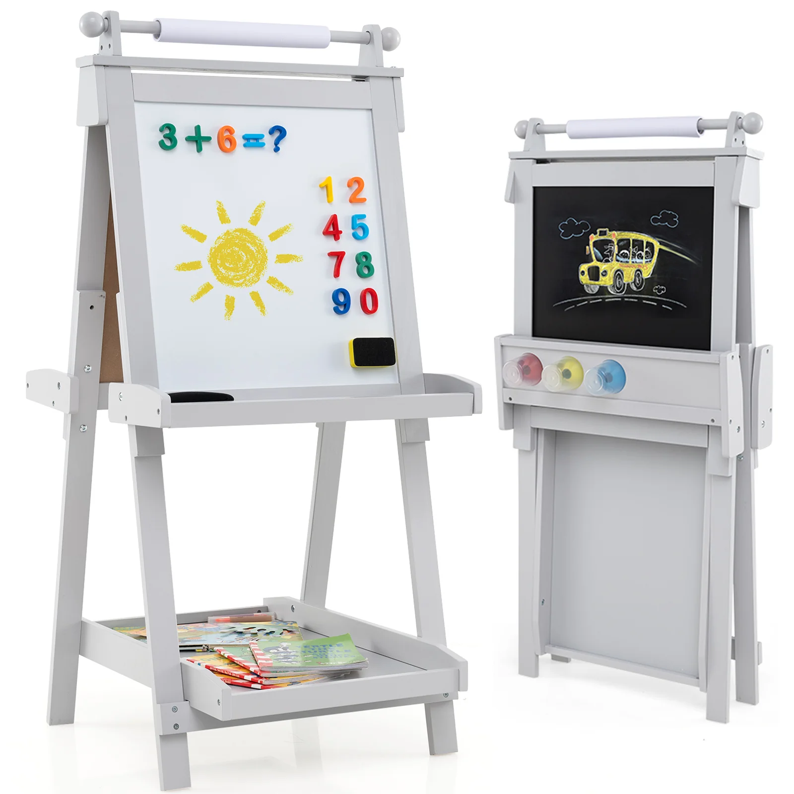 3-in-1 Double-sided Art Easel, Creative Art Center for 3+ Years Old Children - Image 13
