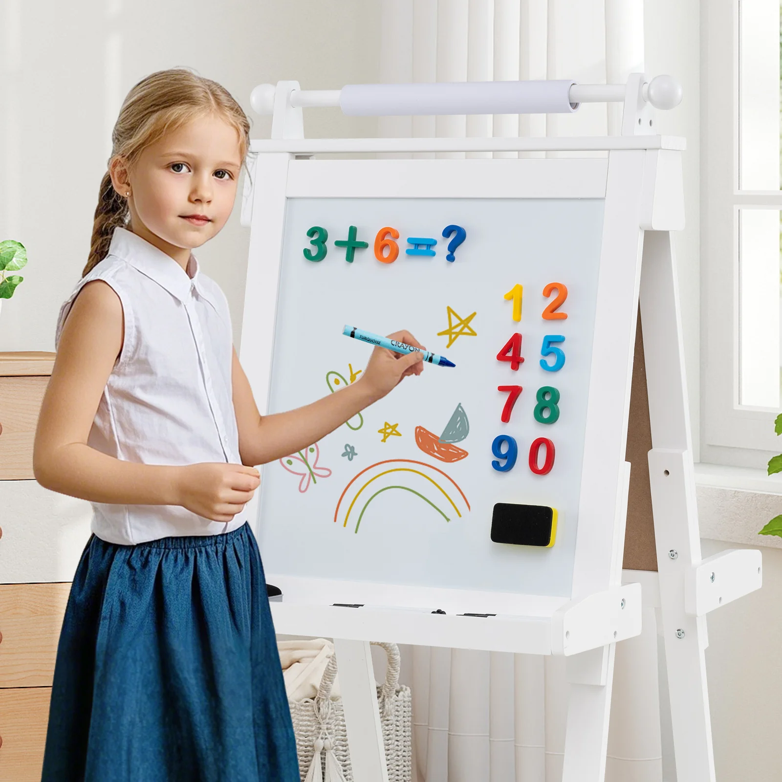 3-in-1 Double-sided Art Easel, Creative Art Center for 3+ Years Old Children - Image 3