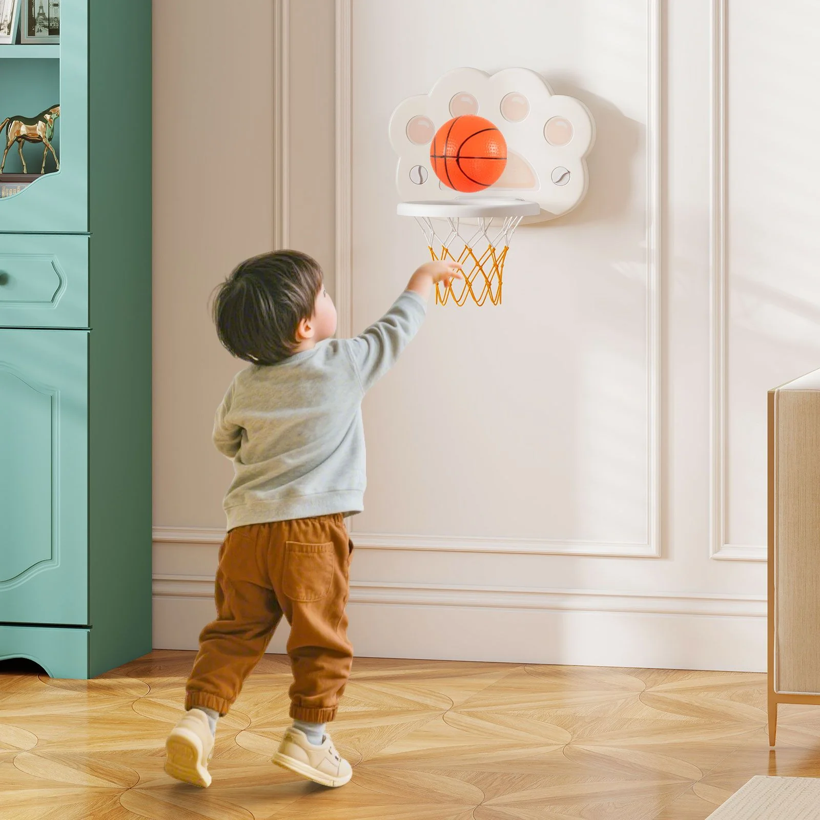 3 in 1 Kids Basketball Hoop with Adjustable Height and Foldable Rim - Image 3