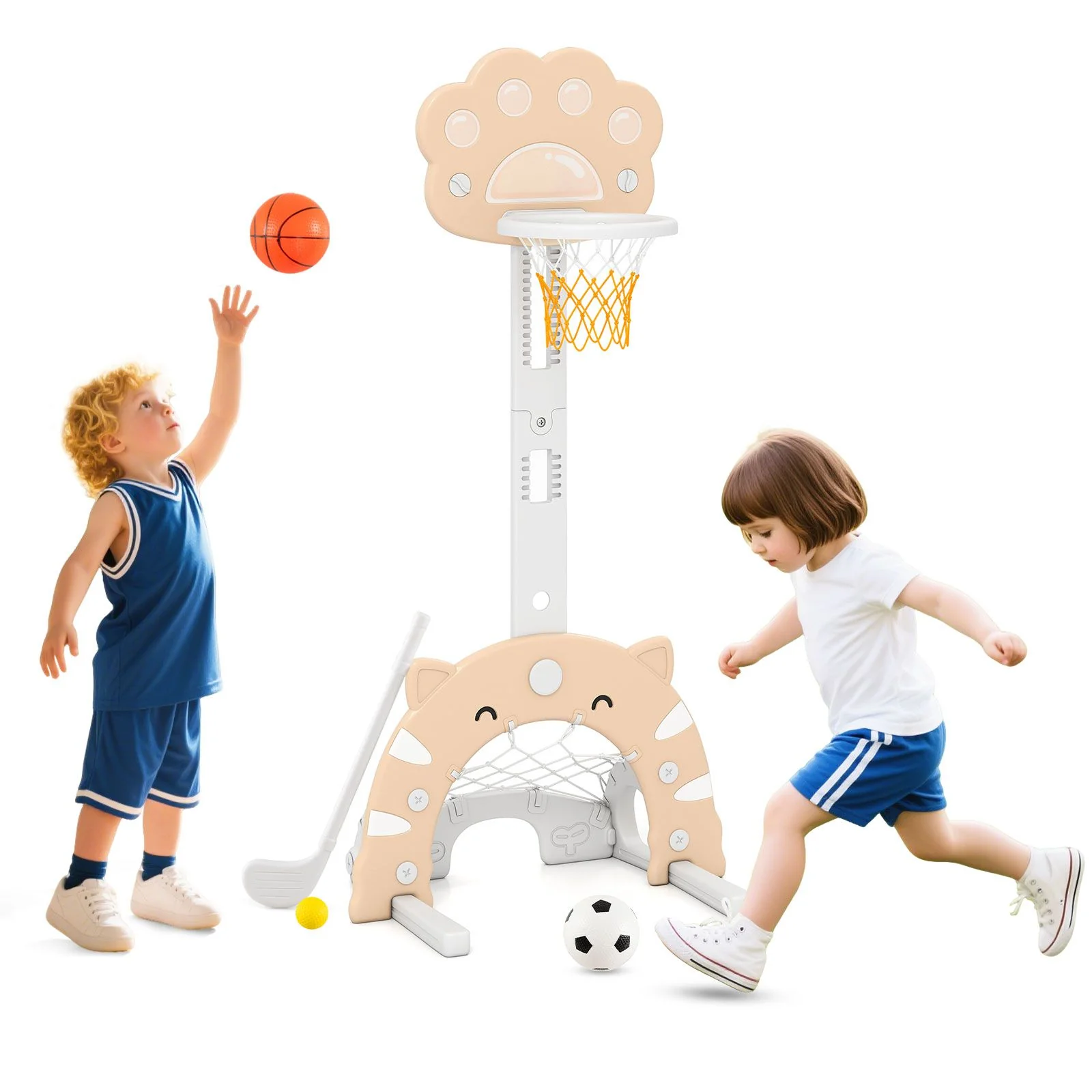 3 in 1 Kids Basketball Hoop with Adjustable Height and Foldable Rim - Image 9