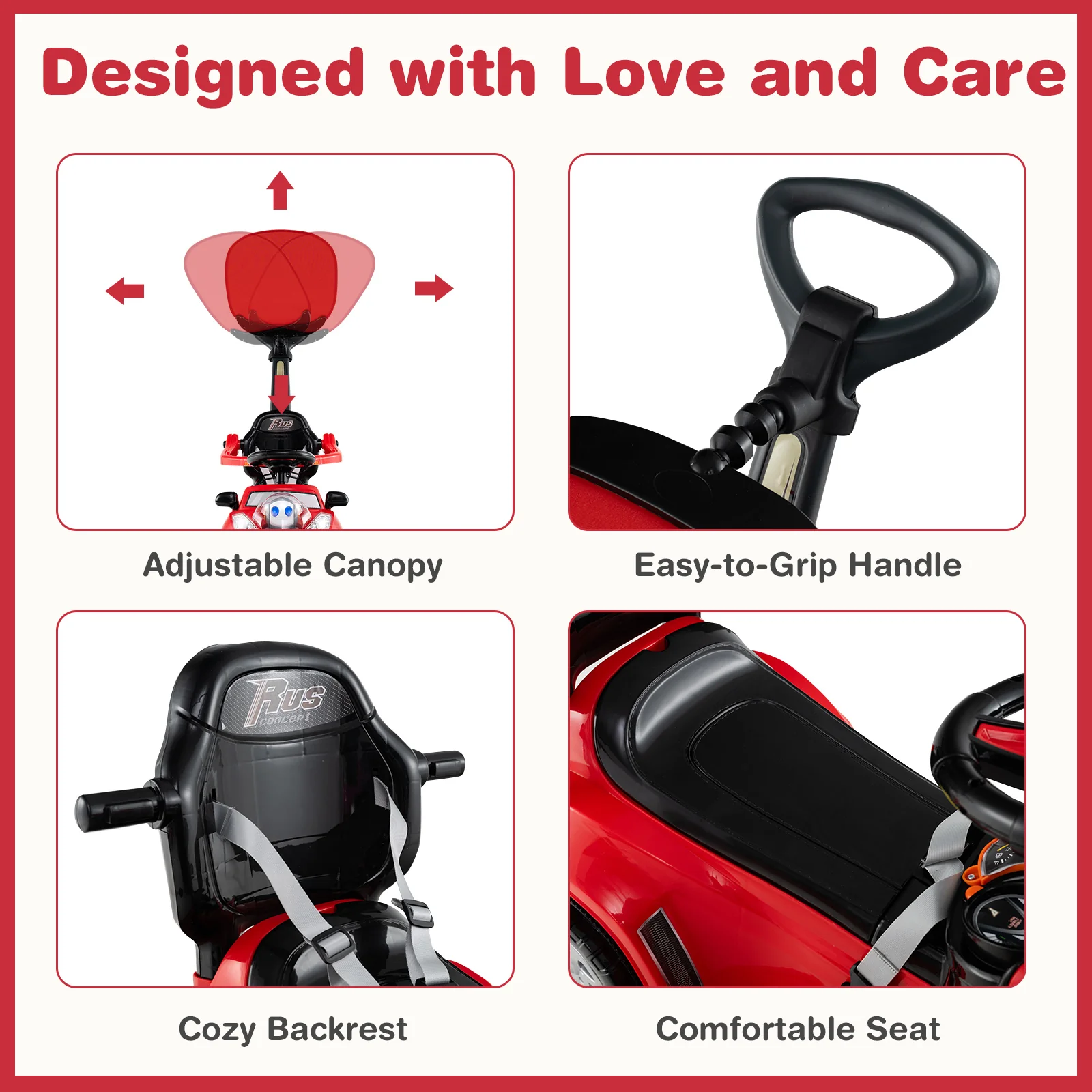 3 in 1 Push Car for Toddler, Stroller Sliding Walking Car for Boys & Girls - Image 8