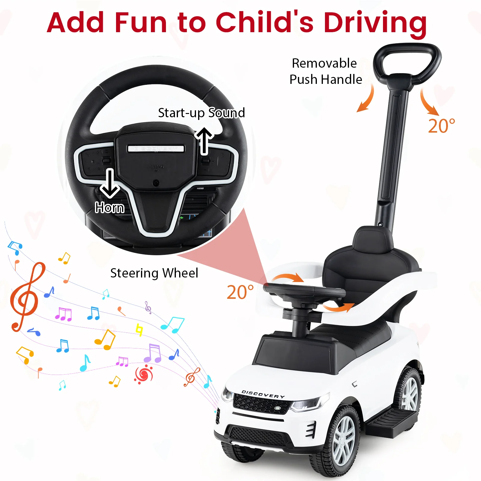 3 in 1 Push Car for Toddlers, Licensed Land Rover Discovery Ride on Toy - Image 5