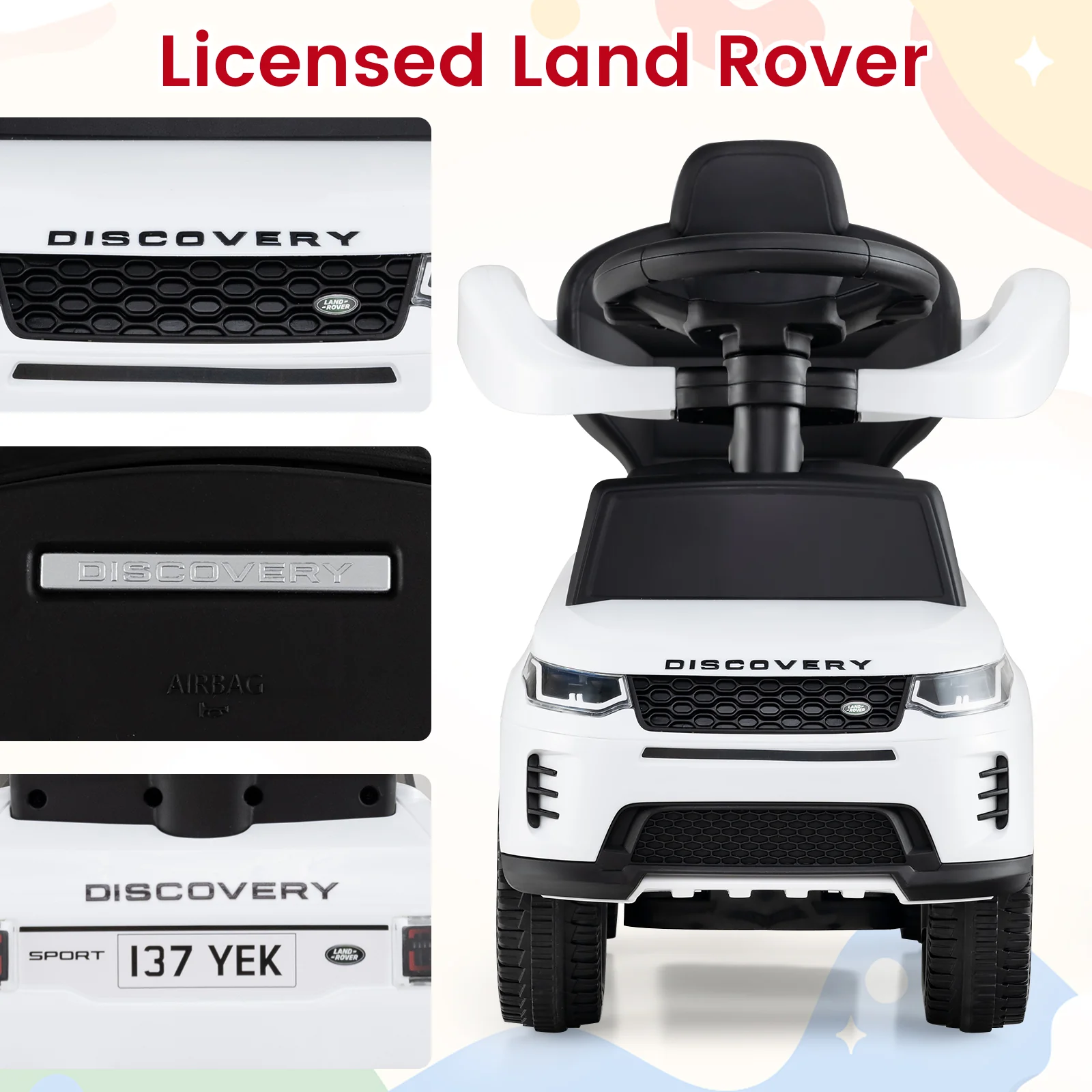 3 in 1 Push Car for Toddlers, Licensed Land Rover Discovery Ride on Toy - Image 9