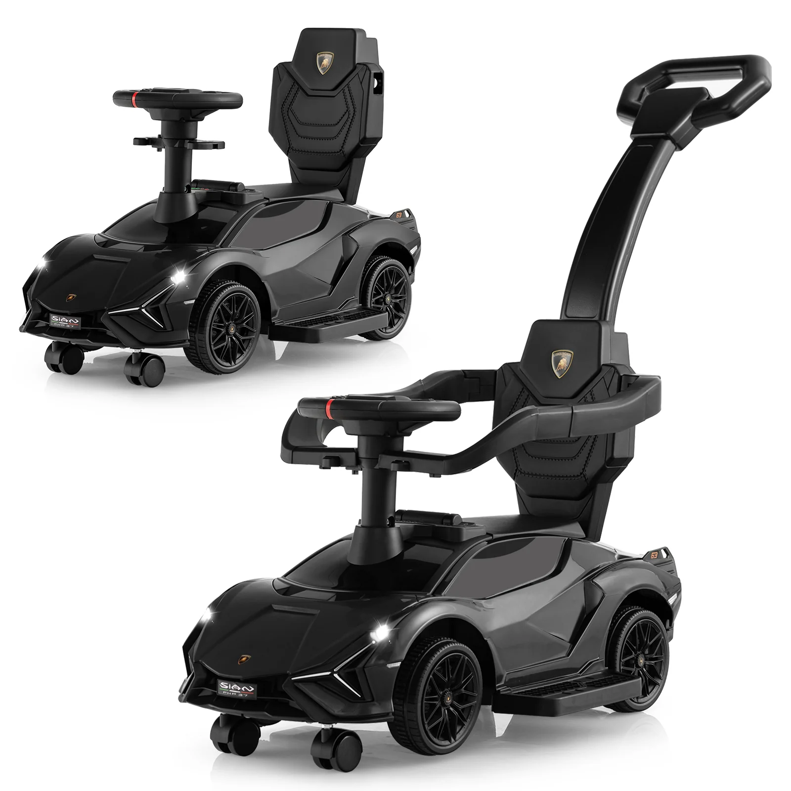 3-in-1 Ride On Push Car, Licensed Lamborghini Sliding Car