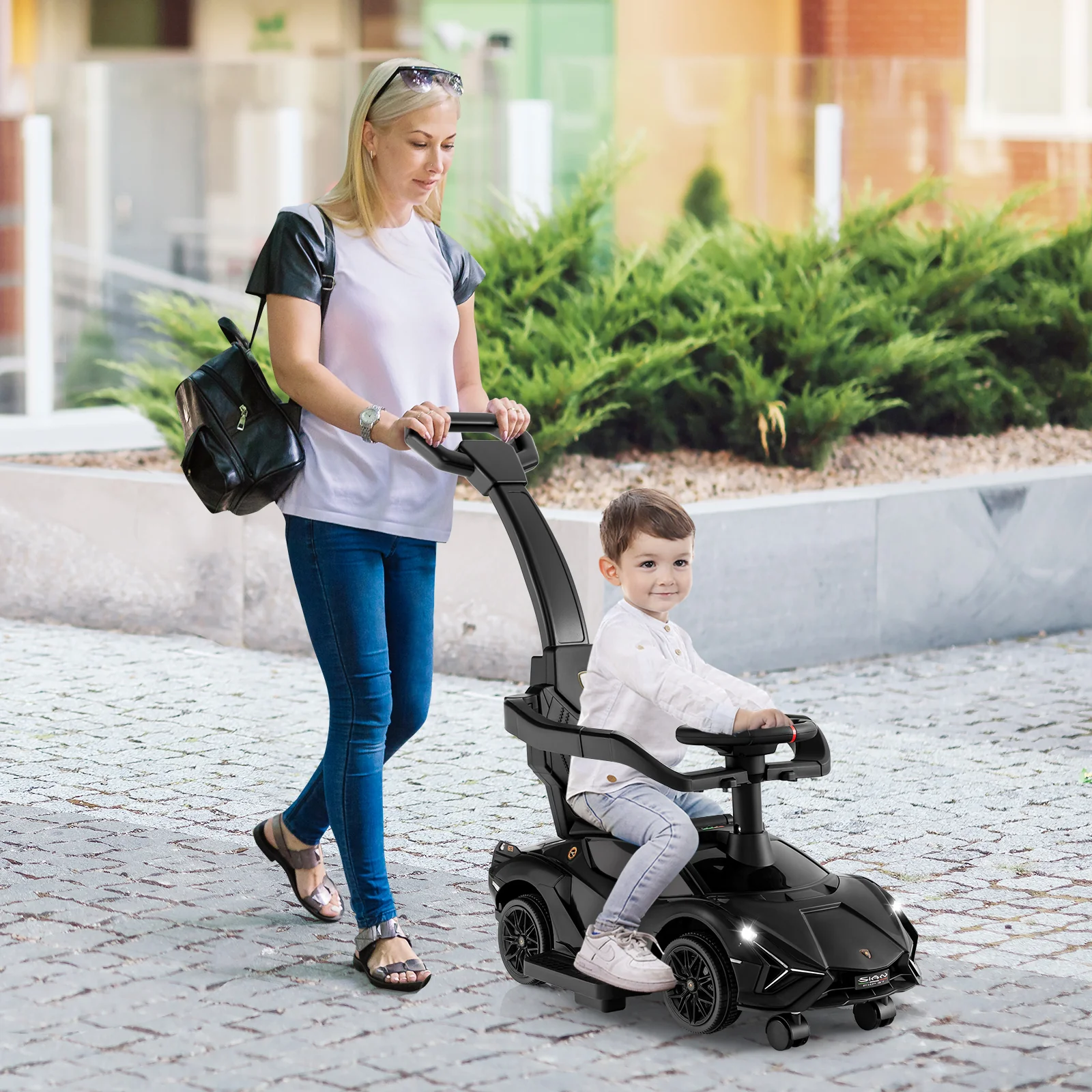 3-in-1 Ride On Push Car, Licensed Lamborghini Sliding Car - Image 2
