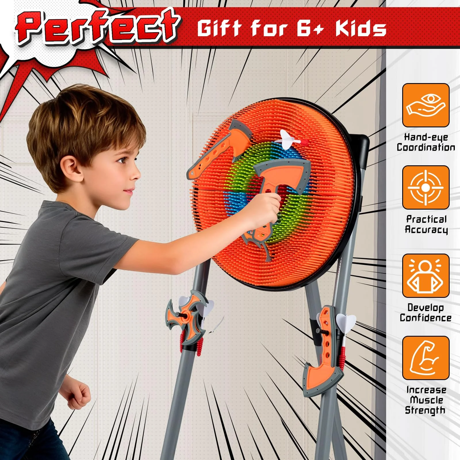 3 in 1 Throwing Target Set, Kids Throwing Game w/3 Throwing Axes - Image 5