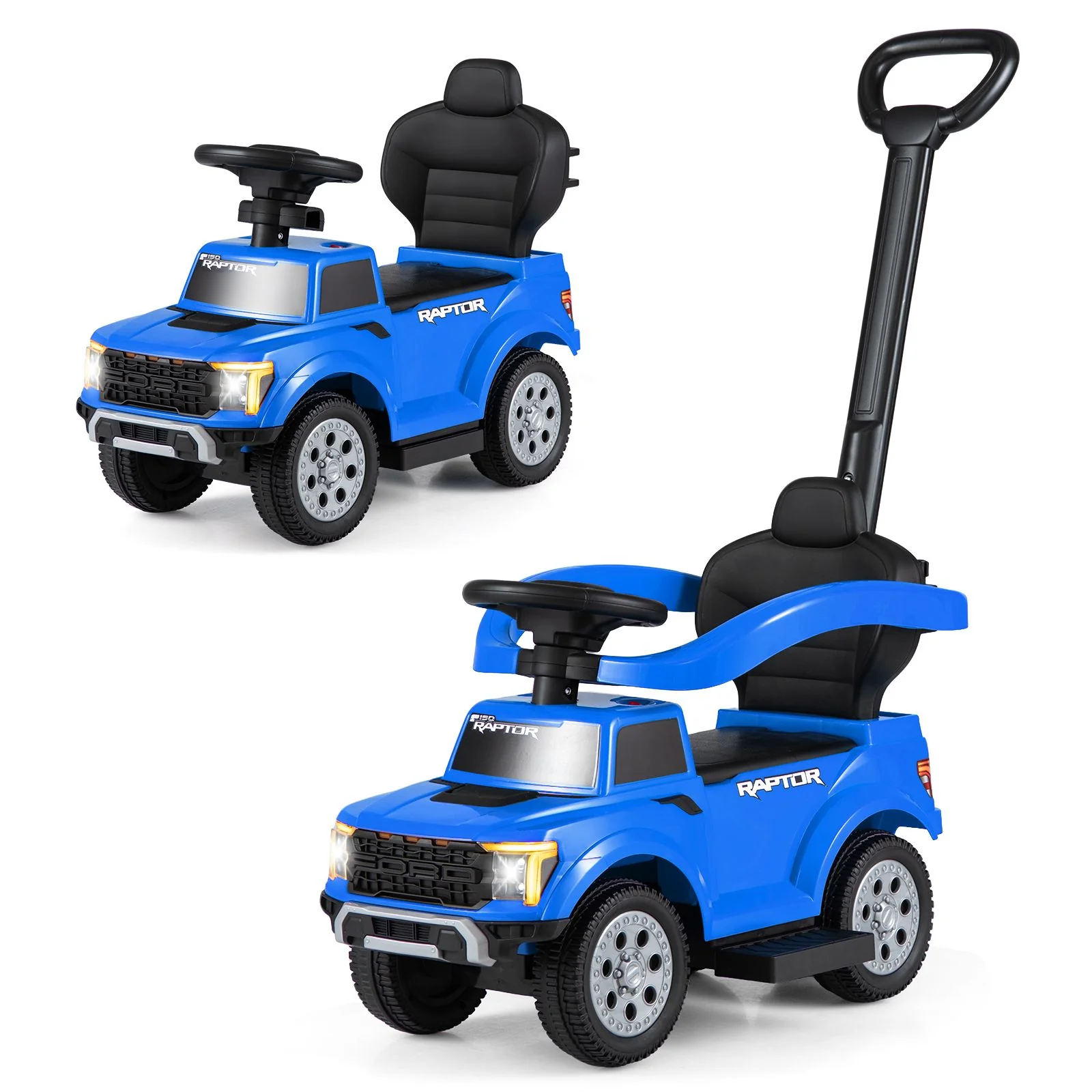 3-In-1 Toddler Push Car Licensed Ford With Ignition Sound and LED Lights - Image 10