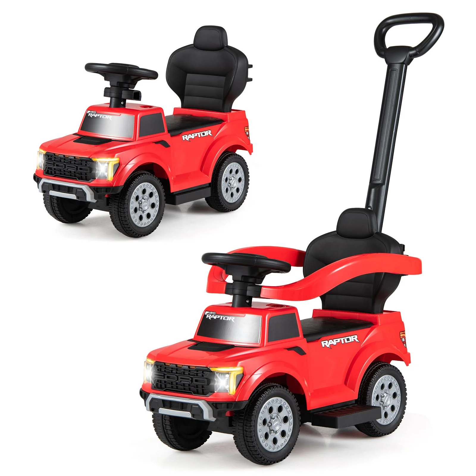 3-In-1 Toddler Push Car Licensed Ford With Ignition Sound and LED Lights - Image 9