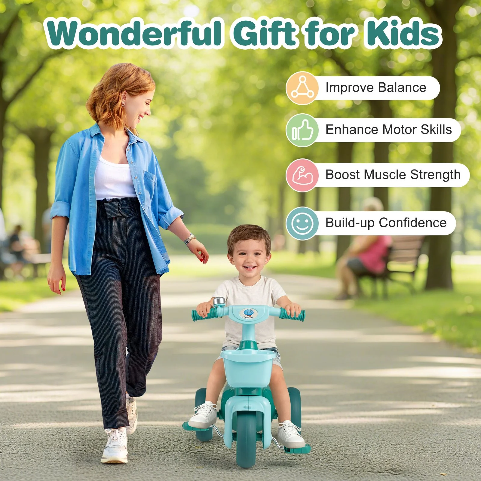 3-Wheel Children Balance Bike with Ergonomic Seat and Non-slip Handle - Image 4