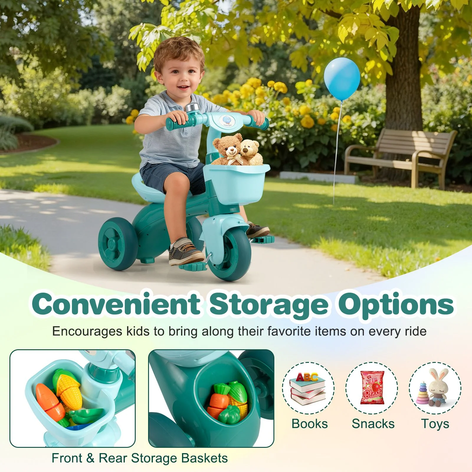 3-Wheel Children Balance Bike with Ergonomic Seat and Non-slip Handle - Image 5
