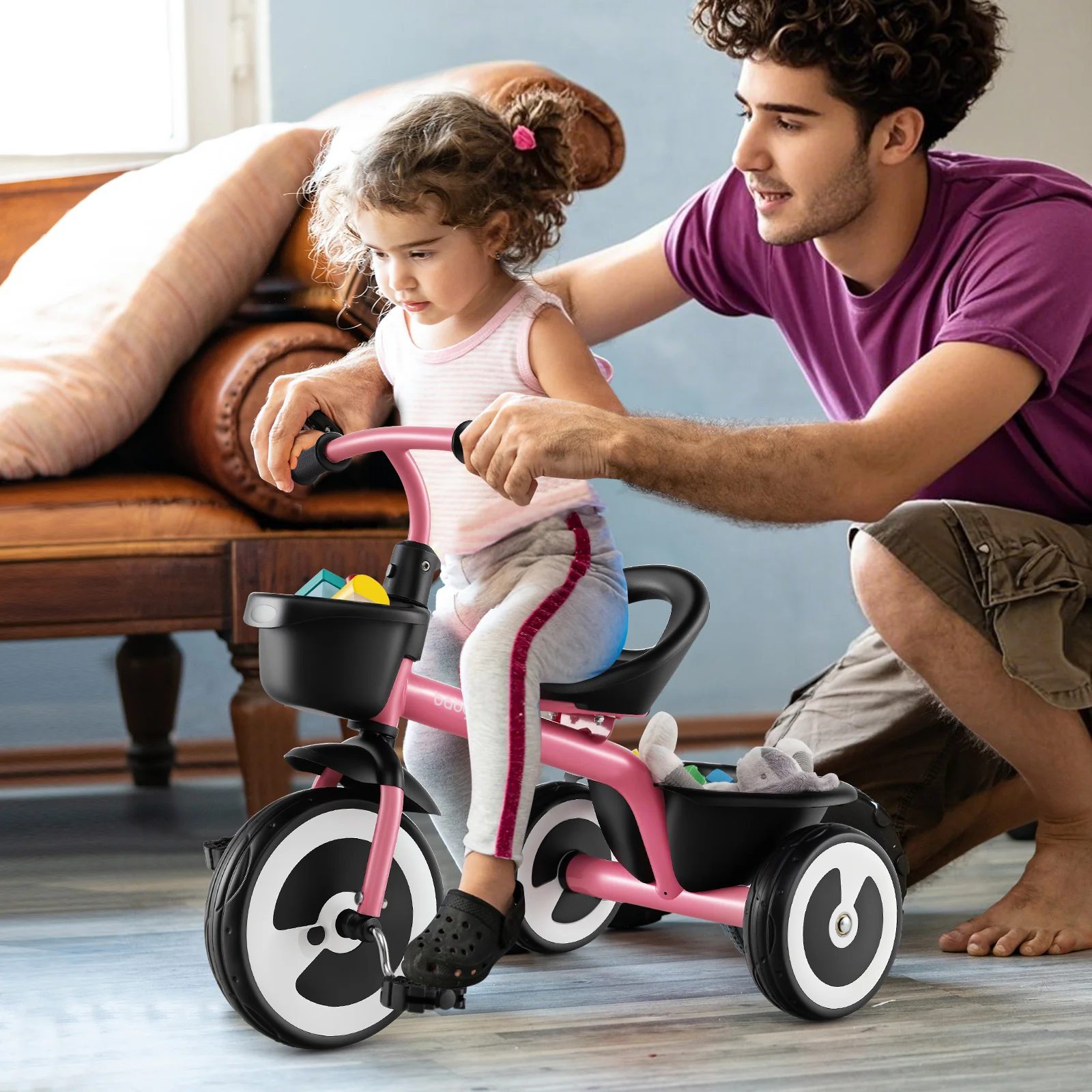 3-Wheel Toddler Bike with Heavy-Duty Carbon Steel Frame, Birthday Gift for Boys & Girls 1.5-5 Years Old - Image 9