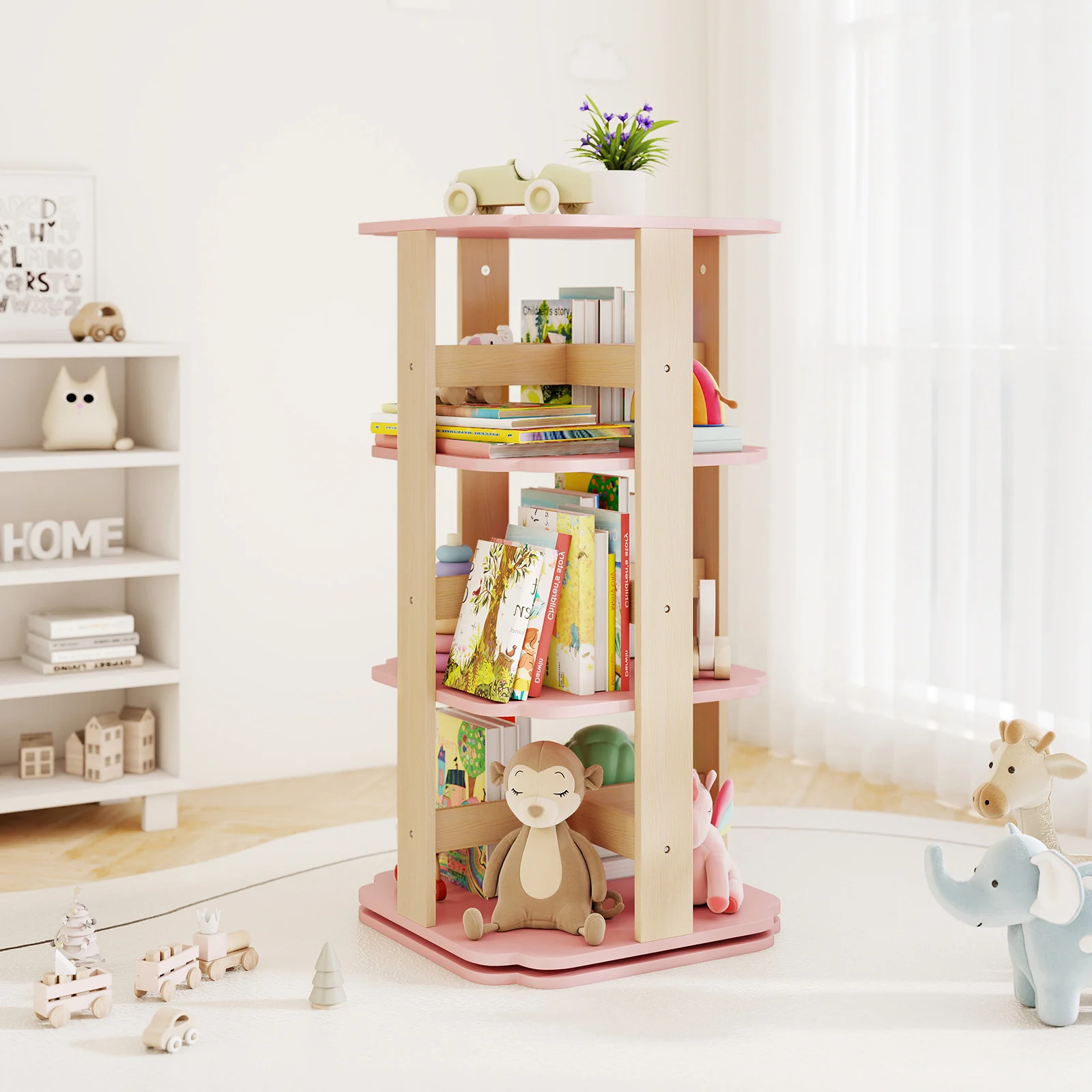 360° Spinning 3-Tier Kids Book Shelf Tower with 12 Sectors - Image 2